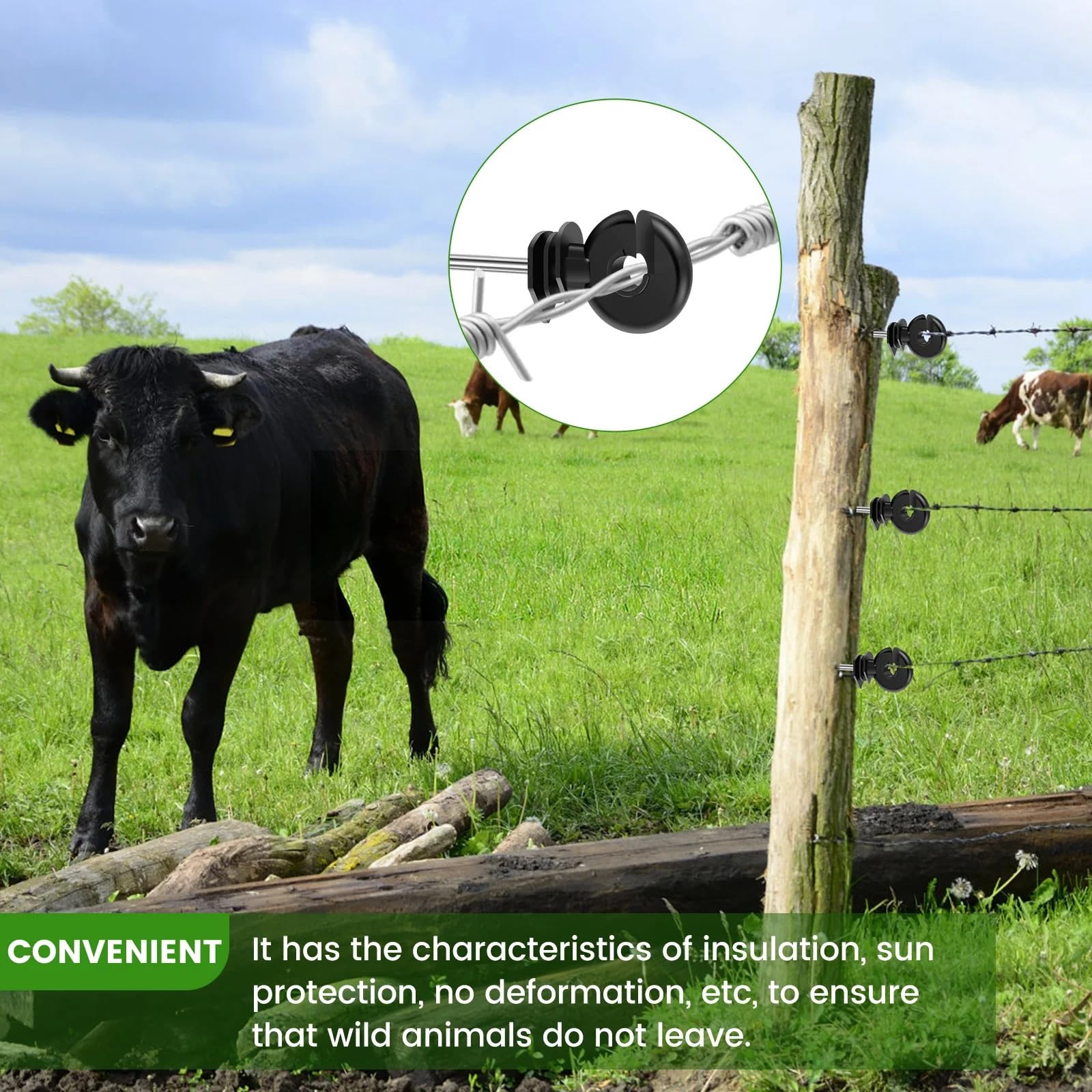Isolatori Per Recinto Elettrico 50/100 pezzi isolatori for recinzione elettrica autofilettanti pali in legno fattoria versatile resistente(50Pcs)