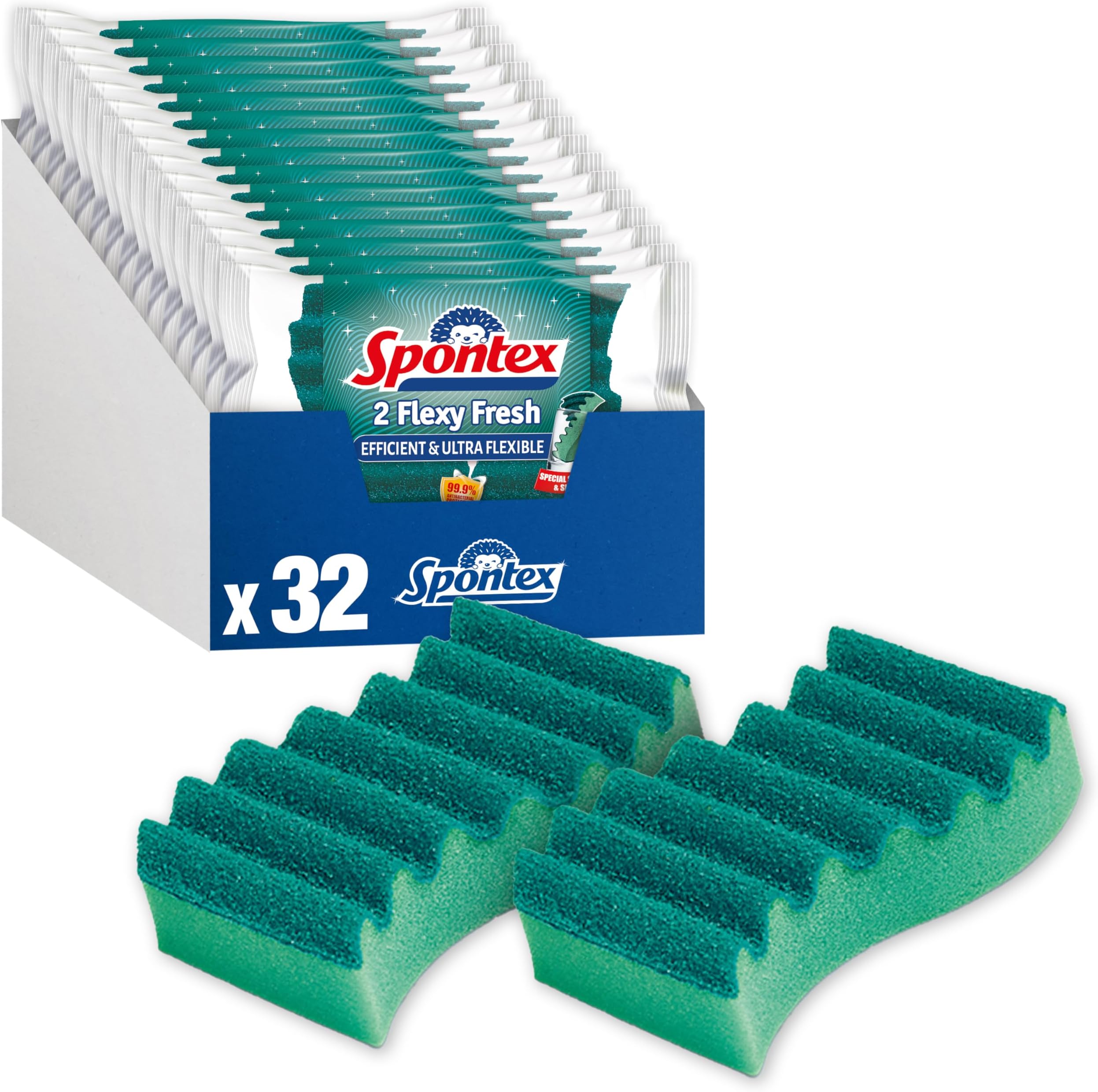 Spontex Flexy Fresh Sponge Scourers Value Pack | 32 Count