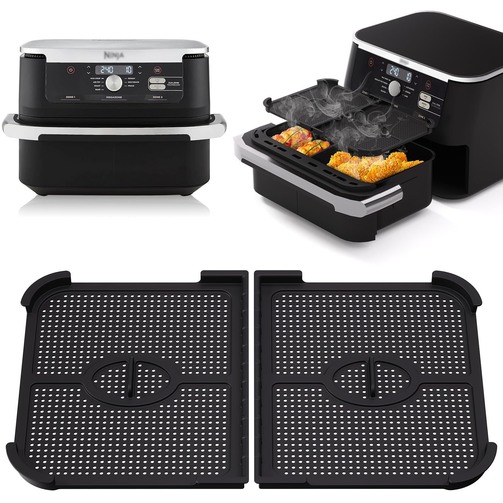Heißluftfritteuse Spritzschutz für Ninja 10,4L AF500EU, 2 Stk Airfryer Spritzschutz für Ninja Foodi Flexdrawer 10.4l, Wiederverwendbar Heißluftfritteuse Zubehör Gitter gegen Spritzen