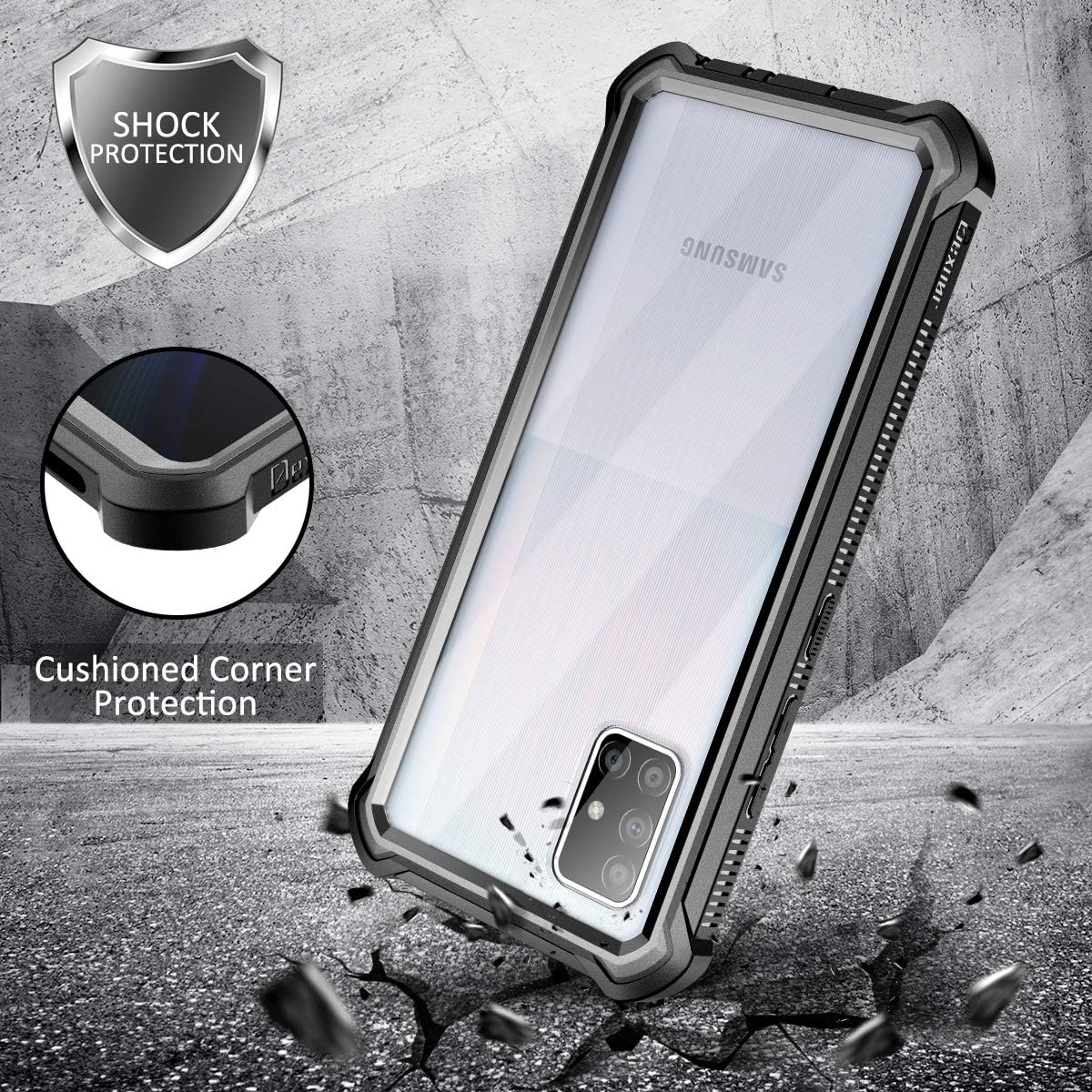 Dexnor for Galaxy A71 5G Case [NOT for 4G] with Screen Protector Clear Military Grade Rugged 360 Full Body Protective Shockproof Hard Cover Defender Heavy Duty Bumper for Samsung A71 5G - Black