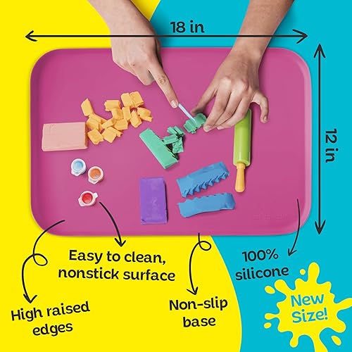 Vista 15 de Just Messin' Tapete de silicona para manualidades, legos, slime, resina, pintura y joyería, protección de mesa con lados elevados para contener