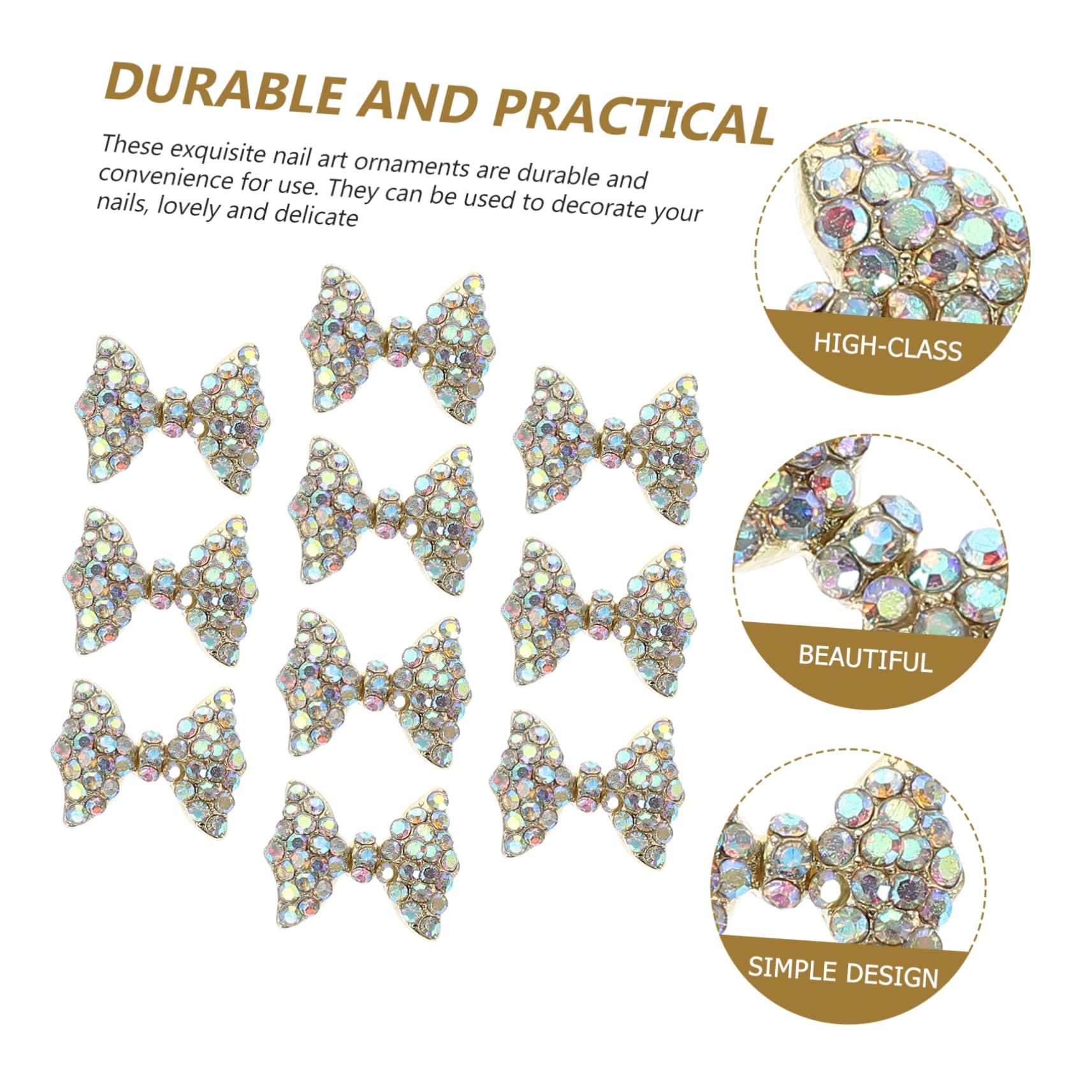Healvian 10Pcs Shape Nail Studs Rhinestone Nail Decorations for Manicure Supplies Elegant Nail Art Decors for Creative Nail Designs