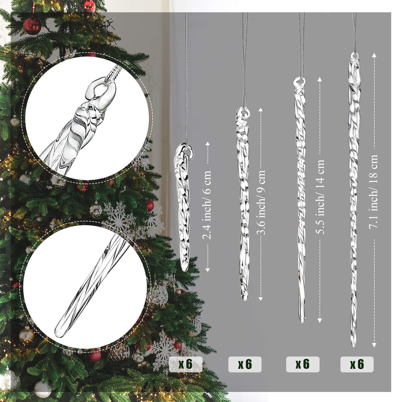 ガラス製クリスマスオーナメント4個セット Amazon.co.jp: Patelai 24個 ガラスつららオーナメント クリスマス