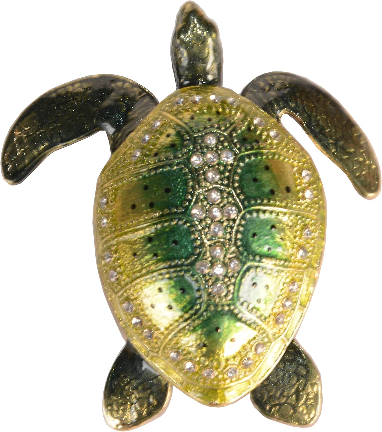 Minihouse Crystals Tortoise Hinged Hand-Painted Enameled Figurine Collectible Jewelry Box Ring Holder, Unique Gift for Home Decor