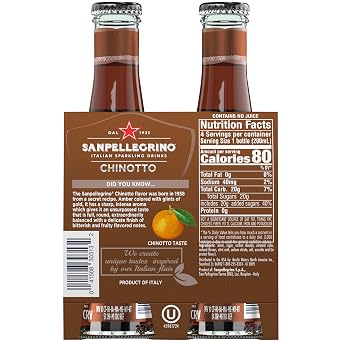 Sanpellegrino Italian Sparkling Drink Chinotto, Sparkling Citrus Beverage, 4 Pack of 6.75 Fl Oz Bottles