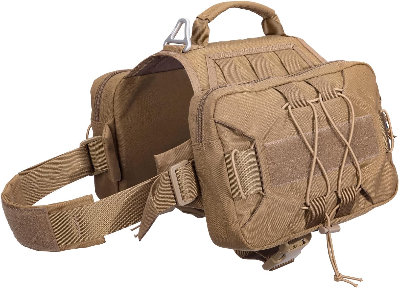 EXCELLENT ELITE SPANKERDog Pack Dog Saddle Bag Backpack for Camping Hiking Medium & Large Dog with 2 Capacious Side Pockets (M, Coyote Brown)