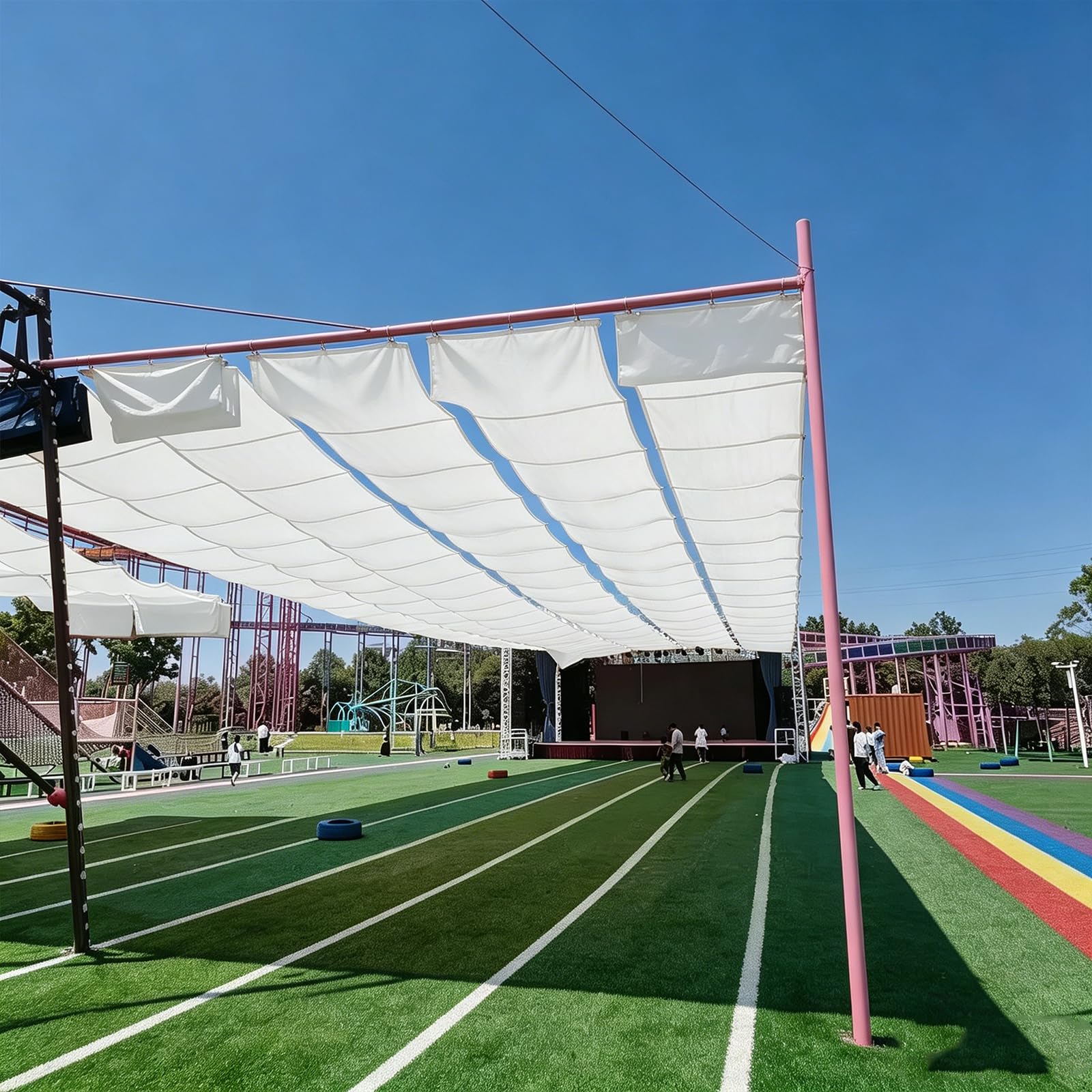 Voile d'ombrage rectangulaire imperméable blanc 60 x 1850 cm anti-UV jardin