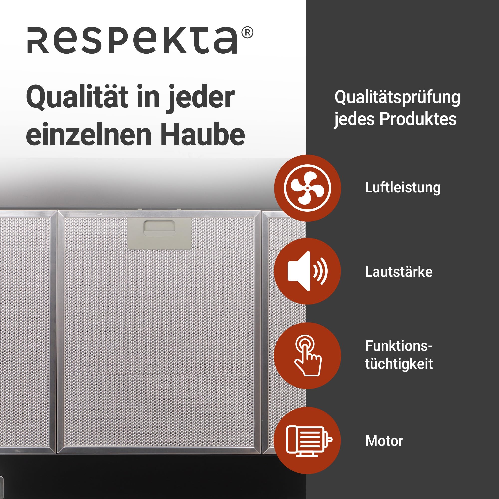 Respekta Dunstabzugshaube Karena / Kaminhaube 90 cm / Metallgehäuse schwarz matt /Abluft - und Umluftfunktion / CH22055-90 S / 53 – 68 dB