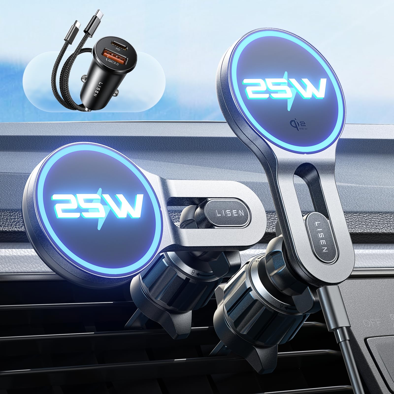 Photo 1 of LISEN for Qi2.2 25W MagSafe Car Mount Charger,Car Vent Magnetic Car ChargerPNPMGO9426019