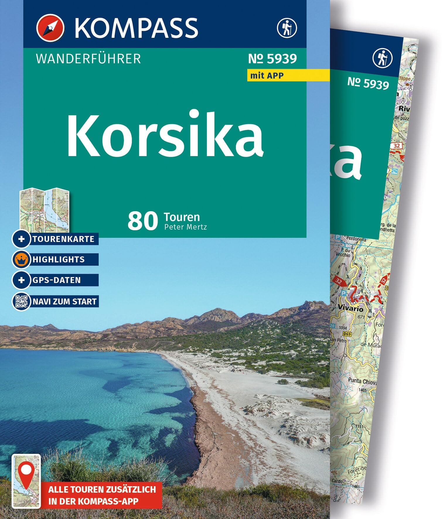KOMPASS Wanderführer Korsika, 80 Touren mit Extra-Tourenkarte: mit Touren und GPS-Daten in der KOMPASS-App
