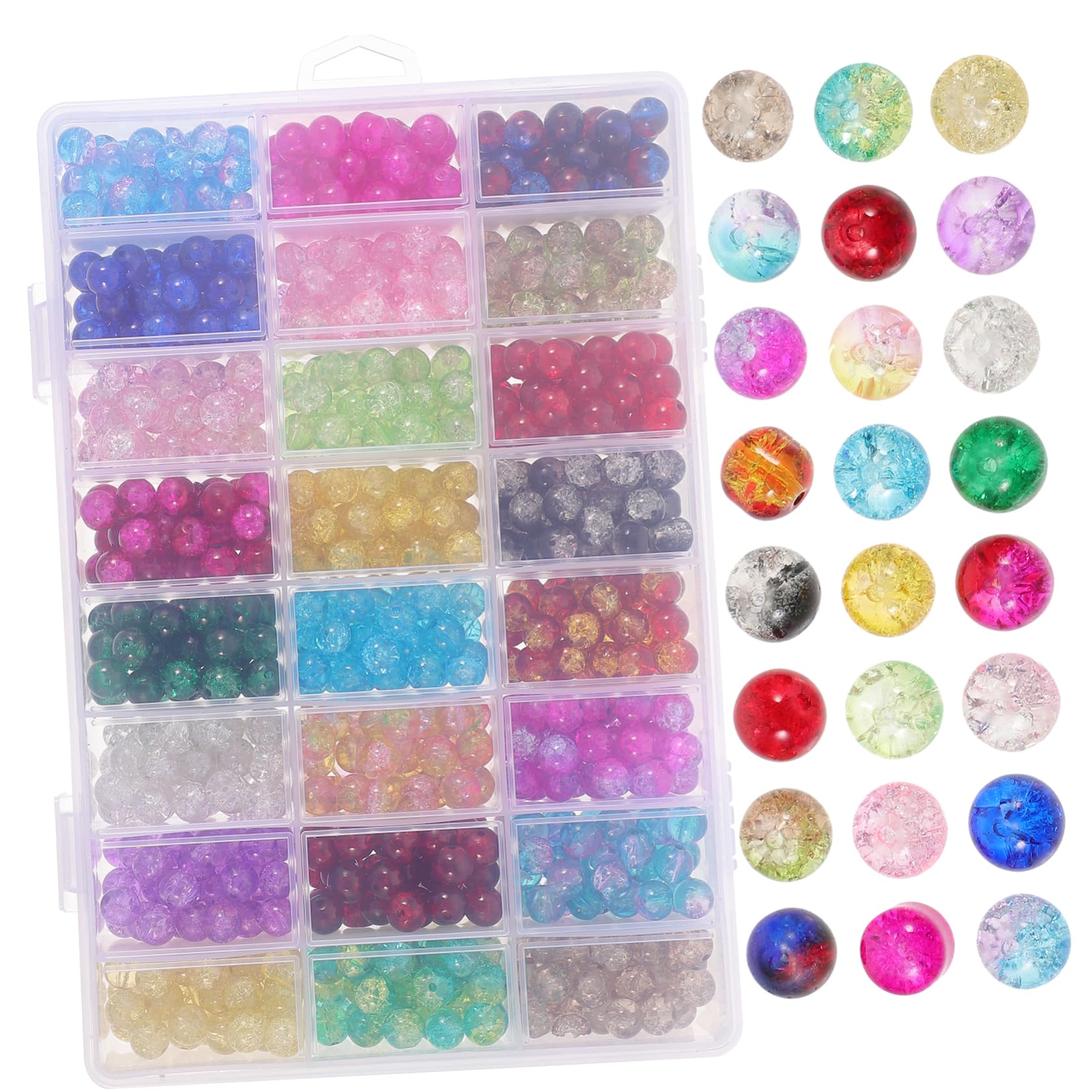 NUOBESTY Perles de Verre Soi-même pour Bijoux, 1200 Pièces, Boîte