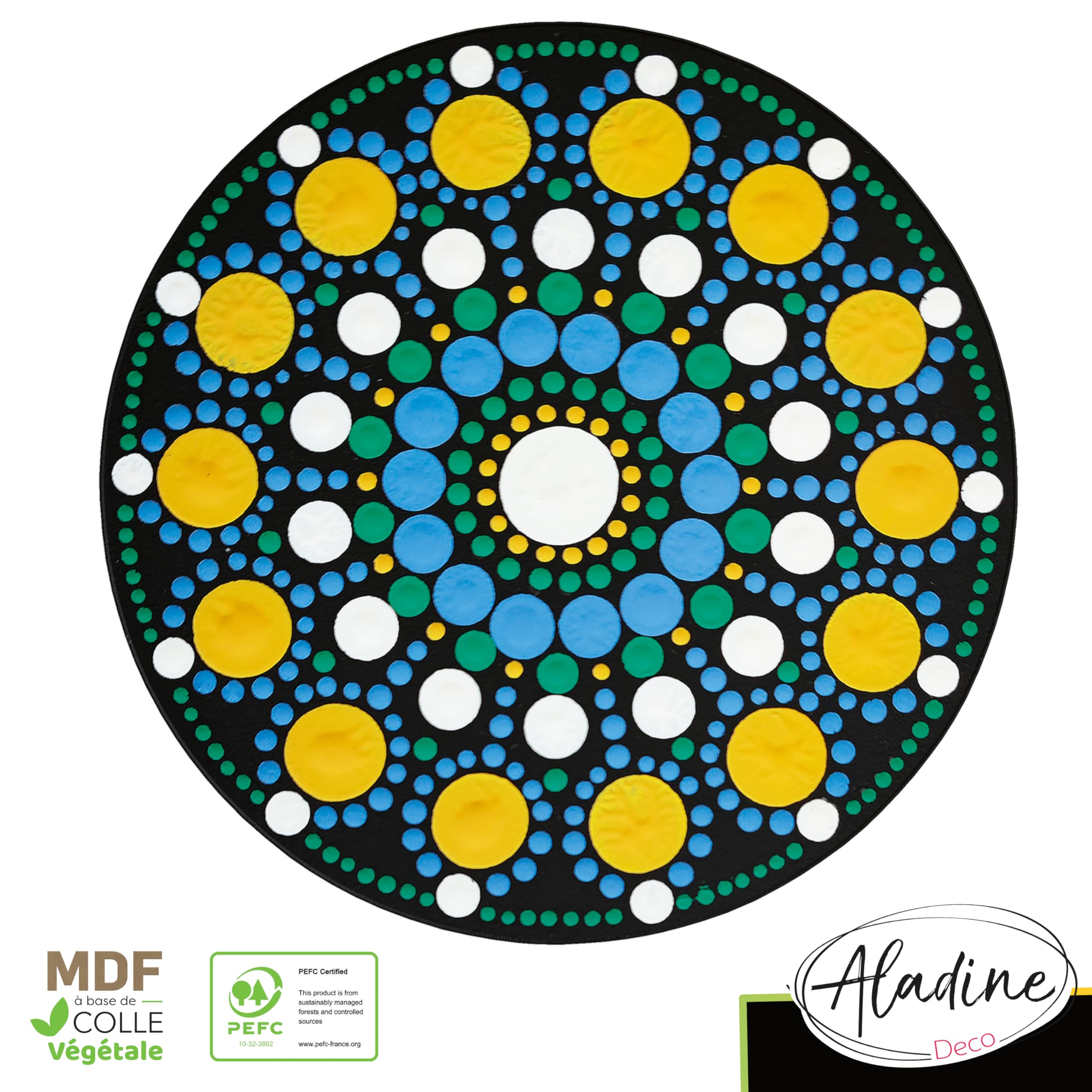 Aladine - Kit Mandala in Dot Painting - Cofanetto 4 stencil Mandala & Strumenti Dot Painting - 85496