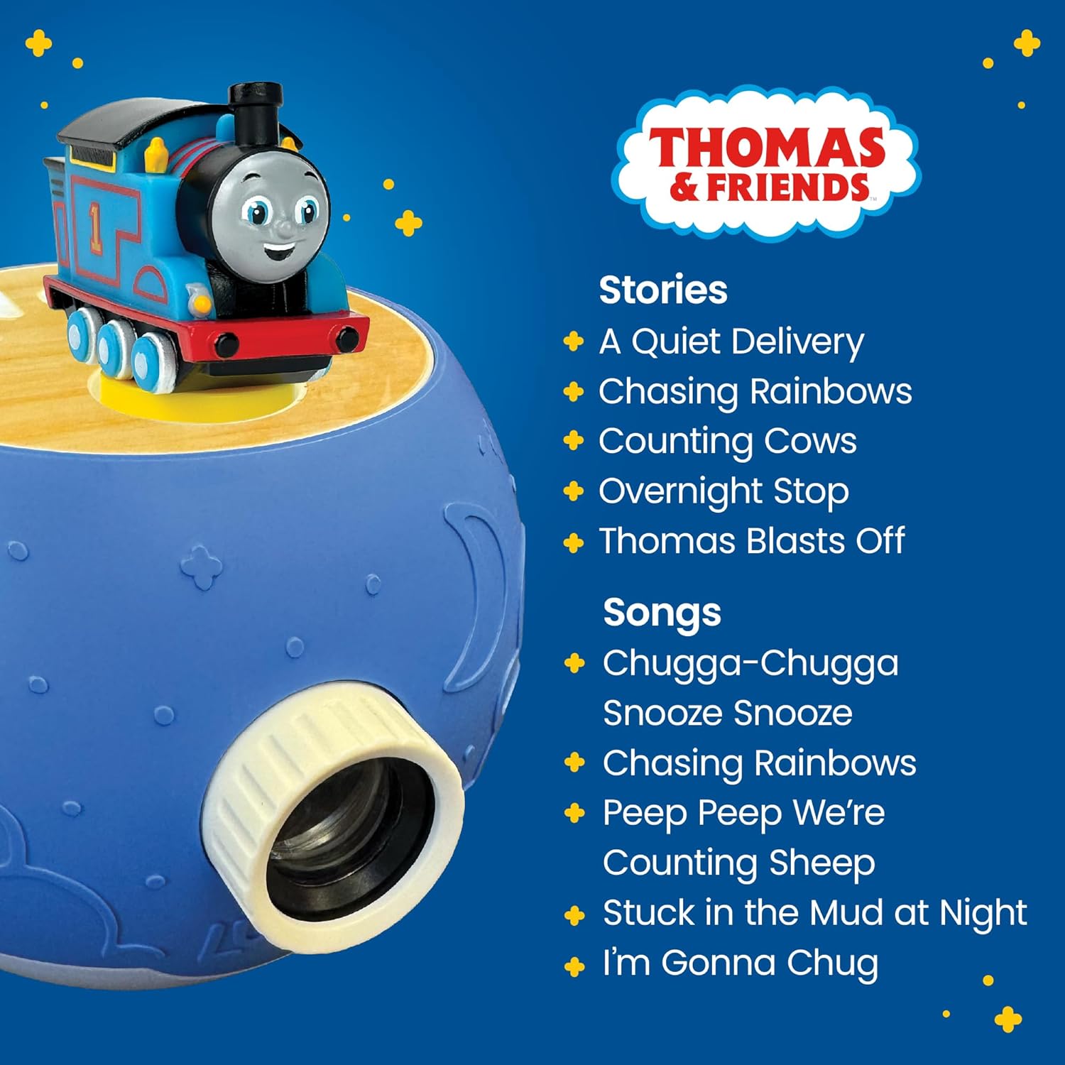 Kids Book Projector – 5 Thomas & Friends and 5 Classic Read-Aloud Stories, 10 Songs & Night Light & Soothing Dream Music | Children Ages 3+ Storytime Projector for Kids & Toddler | Toys, Owl & Thomas
