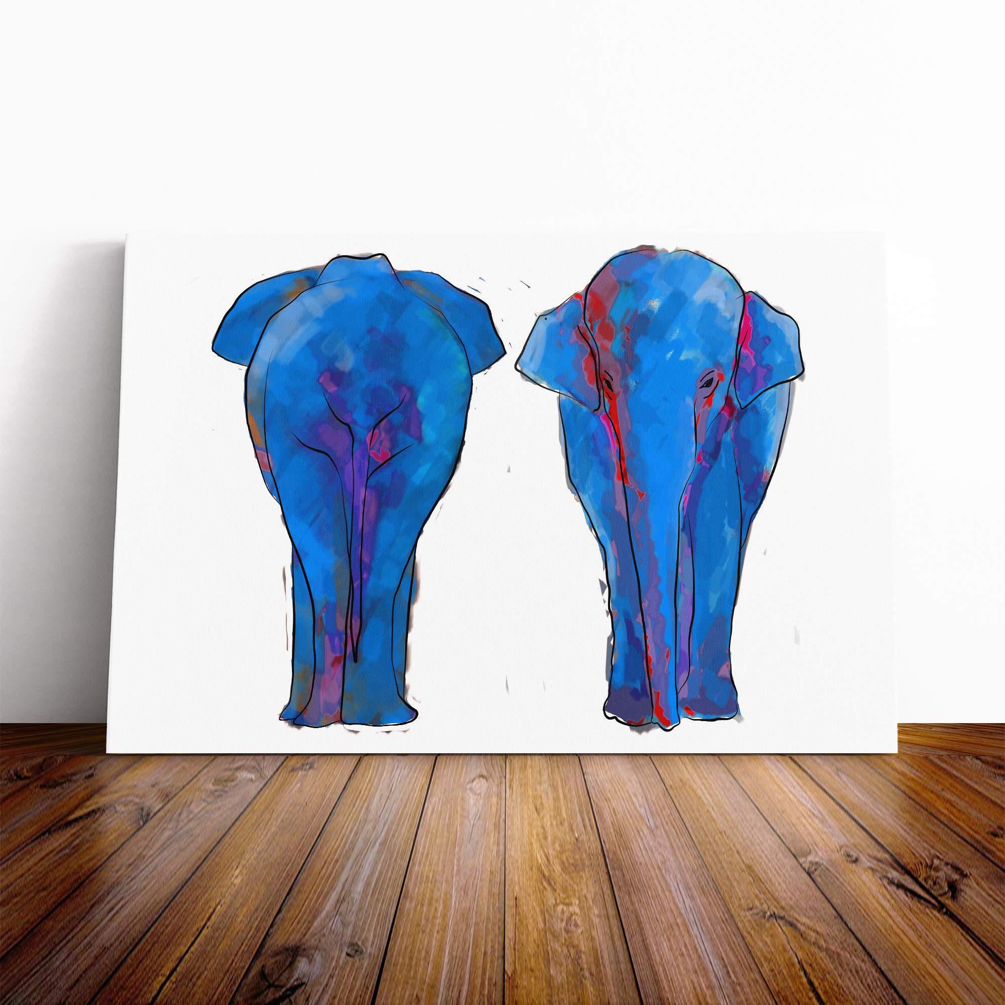 Wall Elephant Art (3) Canvas Print | Gallery Wrapped 30mm Frame Wall Art | 30x20 inches | Ready to Hang | Contemporary Animals Picture | Living Room Bedroom Lounge Office
