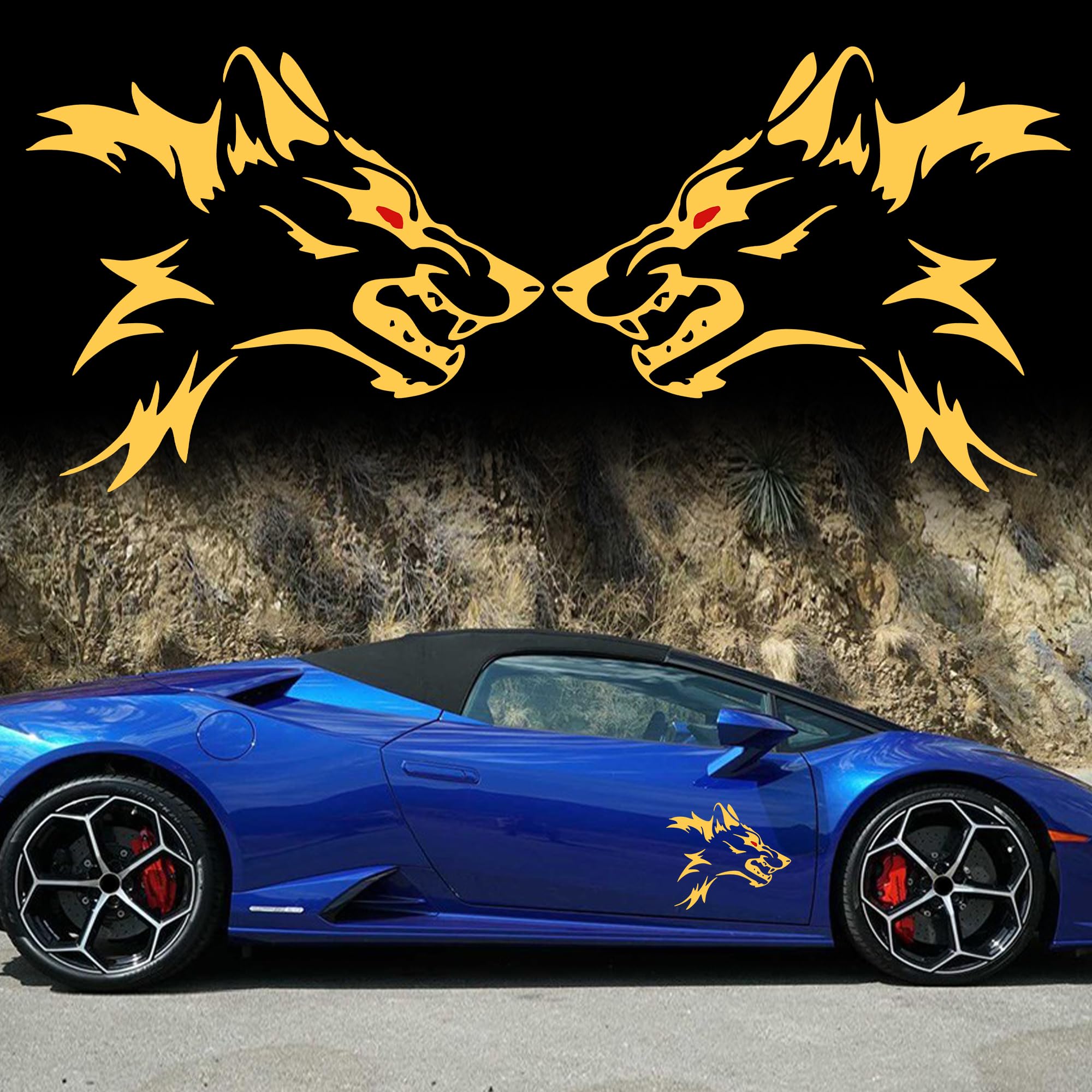3D-reflektierender Wolf-Autoaufkleber, Auto-Persönlichkeit, hungriger Wolf, Körperaufkleber, DIY-Graffiti-Aufkleber für Kühlschrank, wasserdichter 3D-Wolfskopf-Aufkleber (16 x 15,3 cm