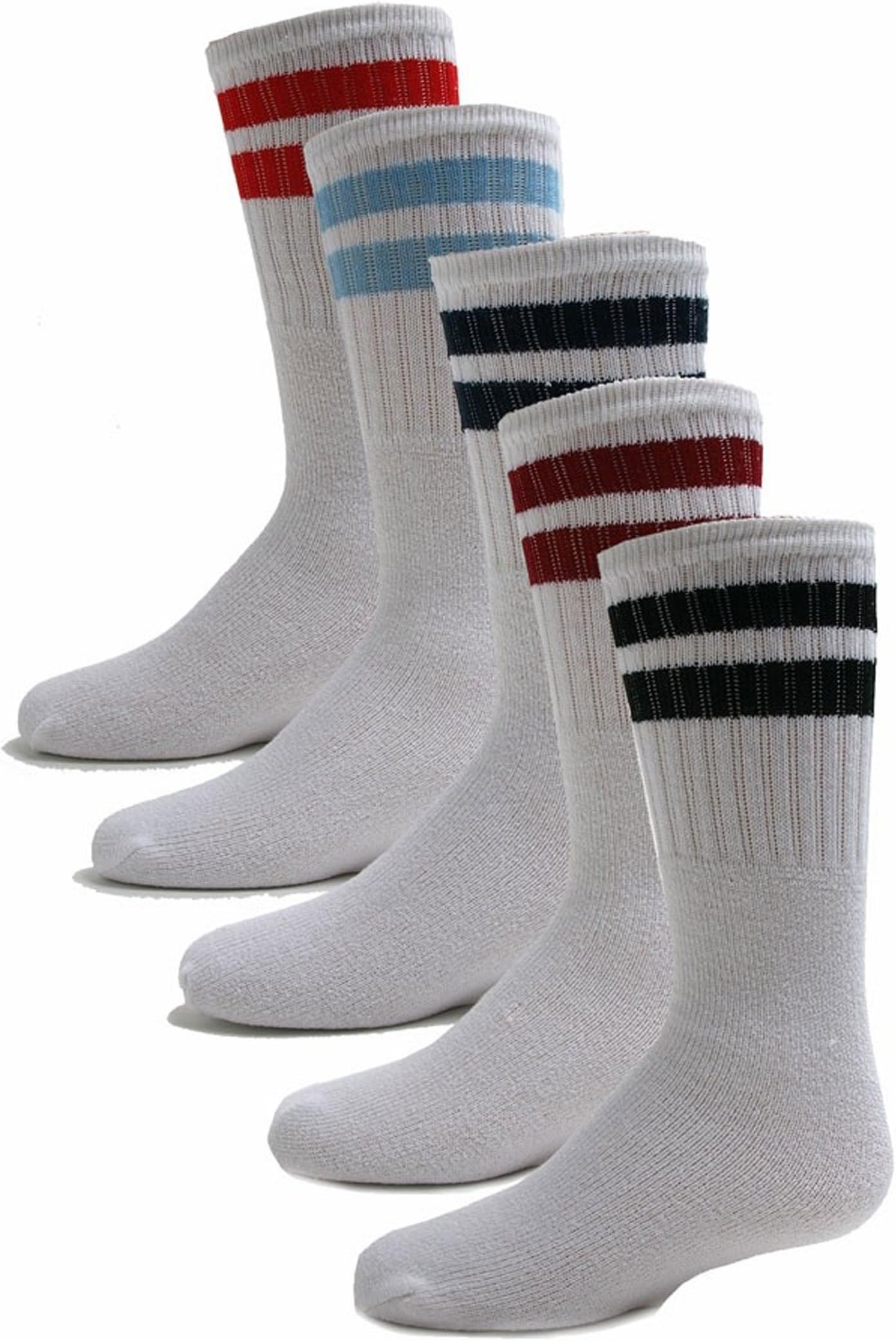 Old School 16" White With Stripes Tube Socks