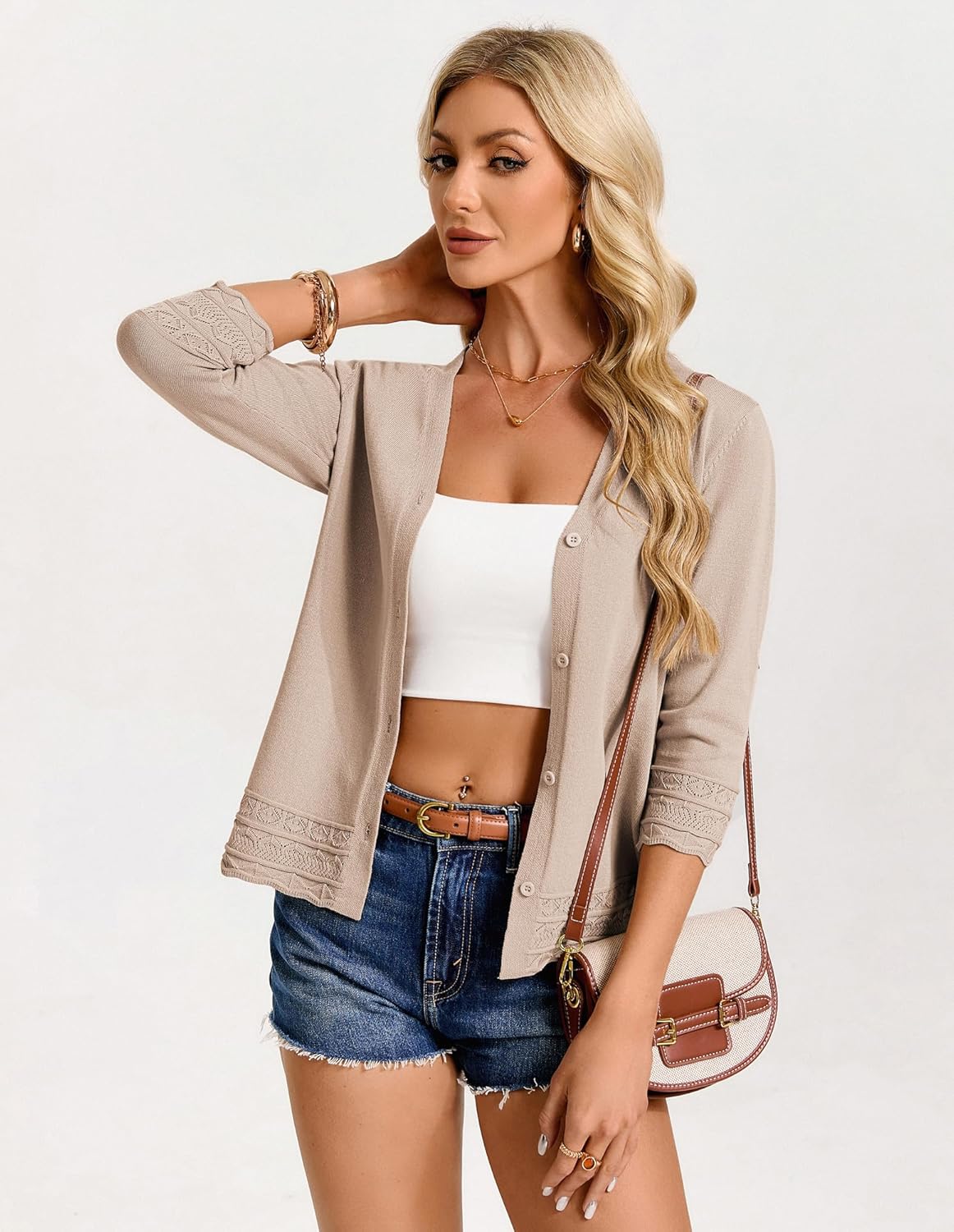 GRACE KARIN Cardigans for Women Trendy 3/4 Sleeve Lightweight Cardigan Spring Button Down Sweater Tops 2026 - Image 2