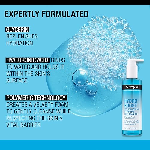 Miniatura 5 de Neutrogena Hydro Boost Hidratante facial, limpiador facial de gel hidratante sin fragancia, 1.7 onzas, 7.8 onzas líquidas