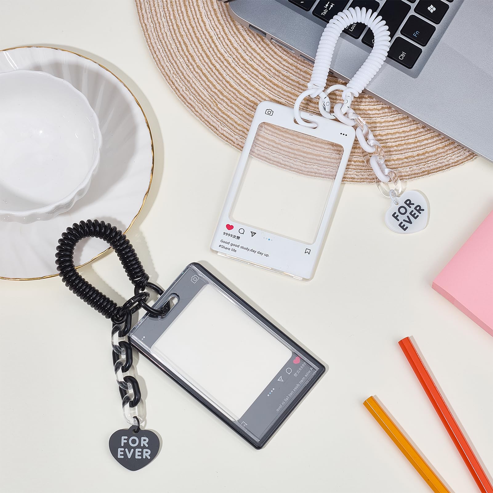 NICENEEDED 2PCS Photocard Holder Keychain ID Badge Holders Photocard Sleeves with Lanyards Display Holder for Bus Card Credit - Image 3