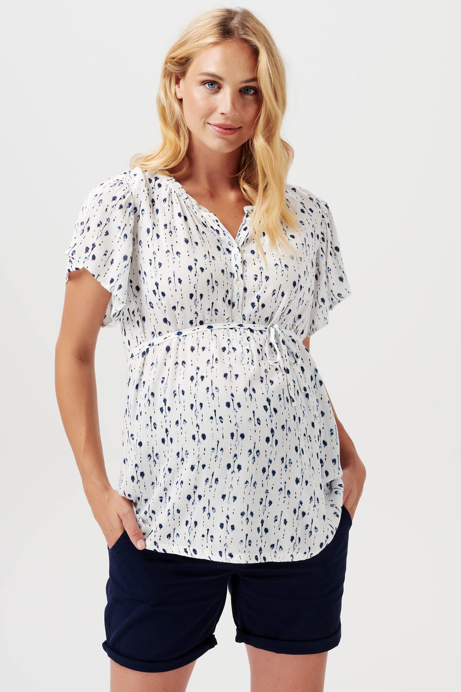 Noppies Damen Blouse Duzce Nursing Short Sleeve All Over Print Bluse