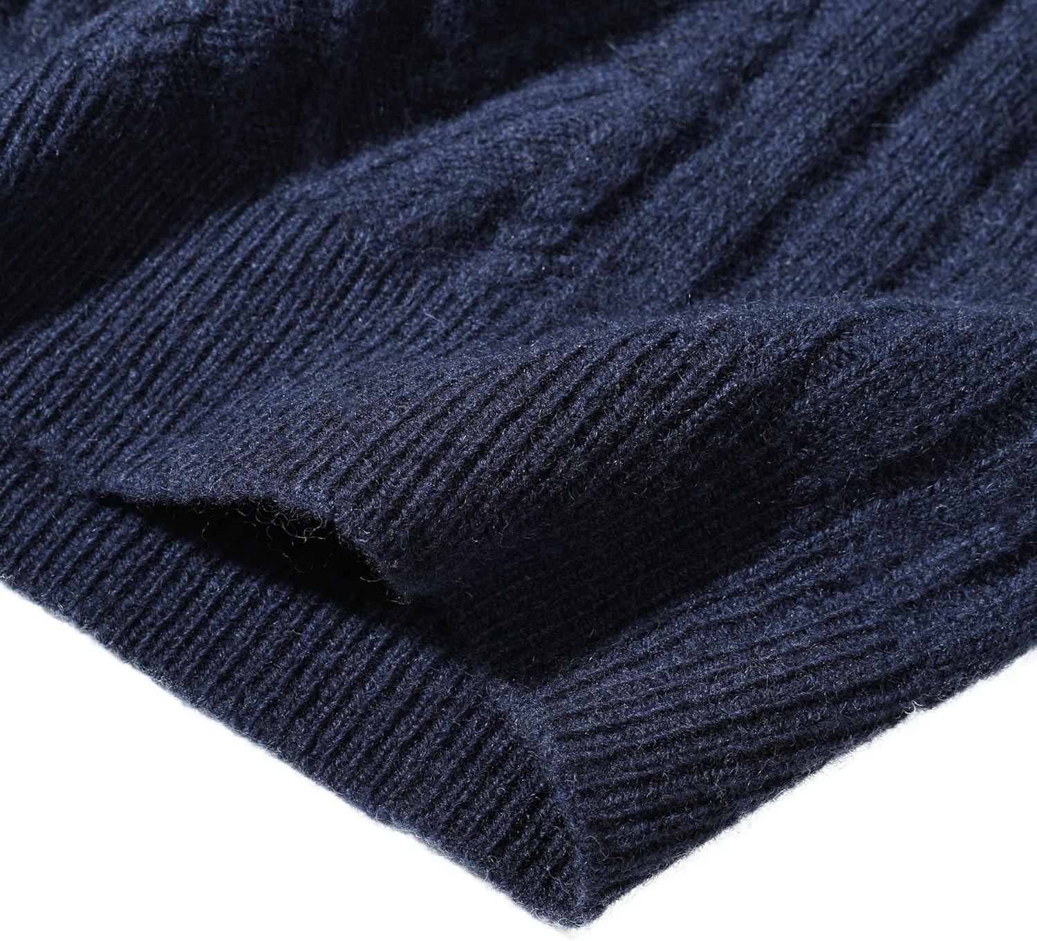Men's 100% Wool Full-Zip Sweater Mid-Weight Cable Knit Cardigan