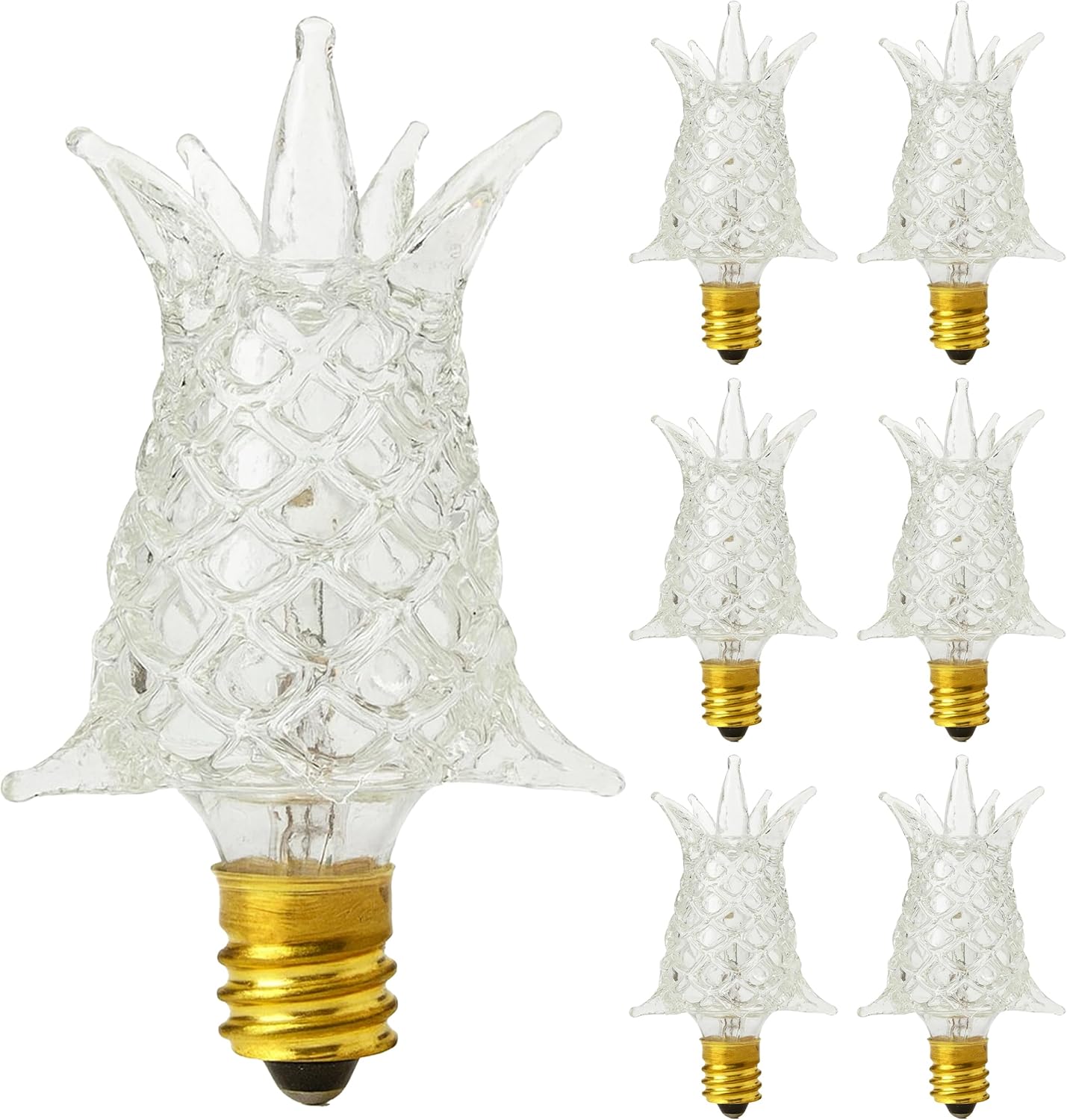 OHLECTRIC STAR Decorative Incandescent Bulb (6-Pack) 7W Clear Flame/Star Design Novelty Decor Light Bulb Candelabra Base E12 45 Lumens 120V C7A Filament, Chandeliers, Accent Lighting, Holiday Displays