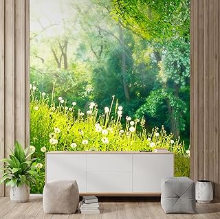 wall26 Spring Nature Beautiful Landscape Green Grass and Trees Removable Wall Mural | Self-Adhesive Large Wallpaper - 108x72 inches
