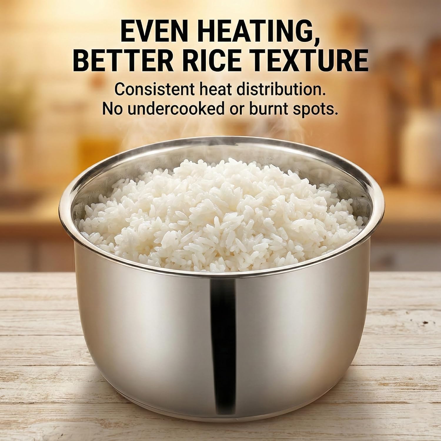 Rice Cooker Stainless Steel Inner Pot, 5.5 Cup Replacement Bowl Compatible with Tiger JBV-A10U and Aroma ARC-6106, Durable 304 Steel, Easy to Clean and Dishwasher Safe