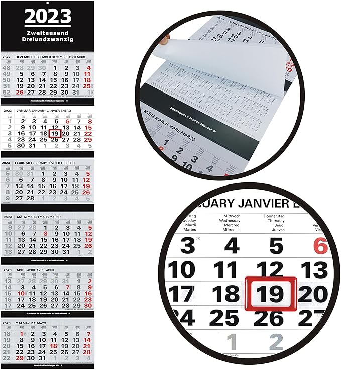 Großer 6-Monatskalender 2023 XXL Wandkalender 6 Monate Bürokalender 