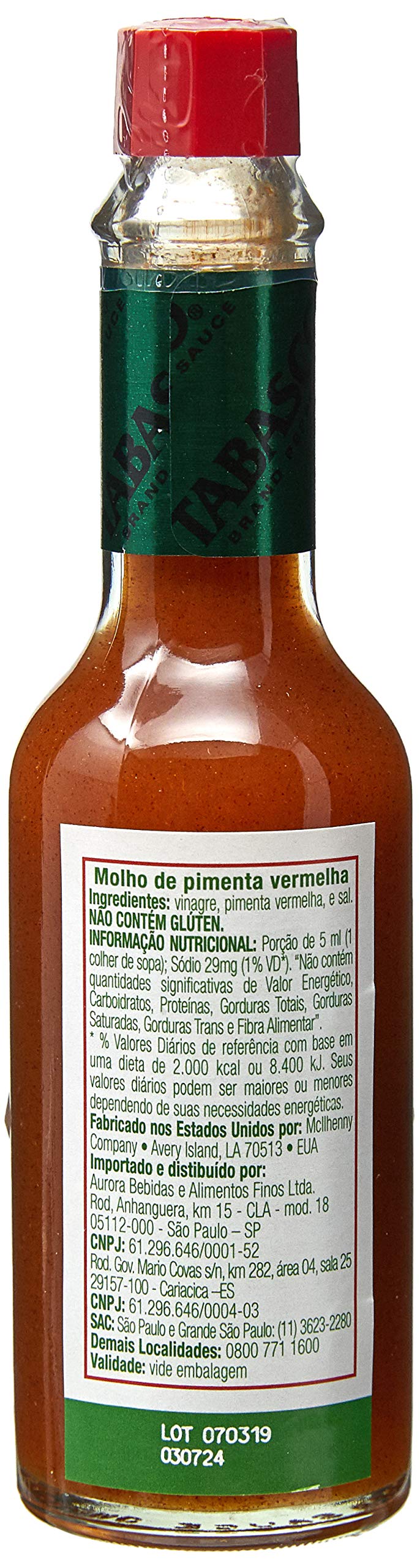 Tabasco Molho de Pimenta Vermelho Original 60ml | Amazon.com.br