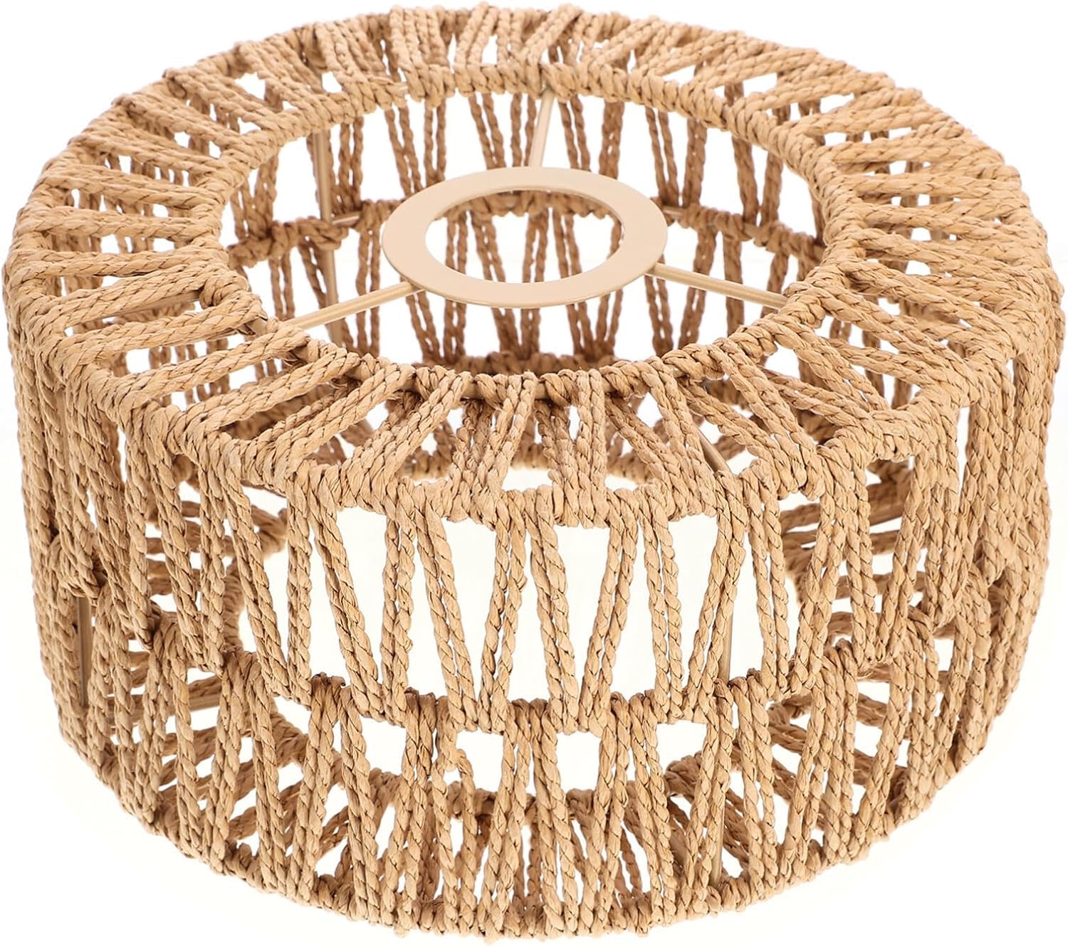 Niltracy Multi Rattan Lamp Shade, Cylinder Woven Lampshade Boho Lamp Shades Replacement Rustic Ceiling Light Covers For Floor Lamps Pendant Light Chandelier Wall Sconces 22X22x11cm