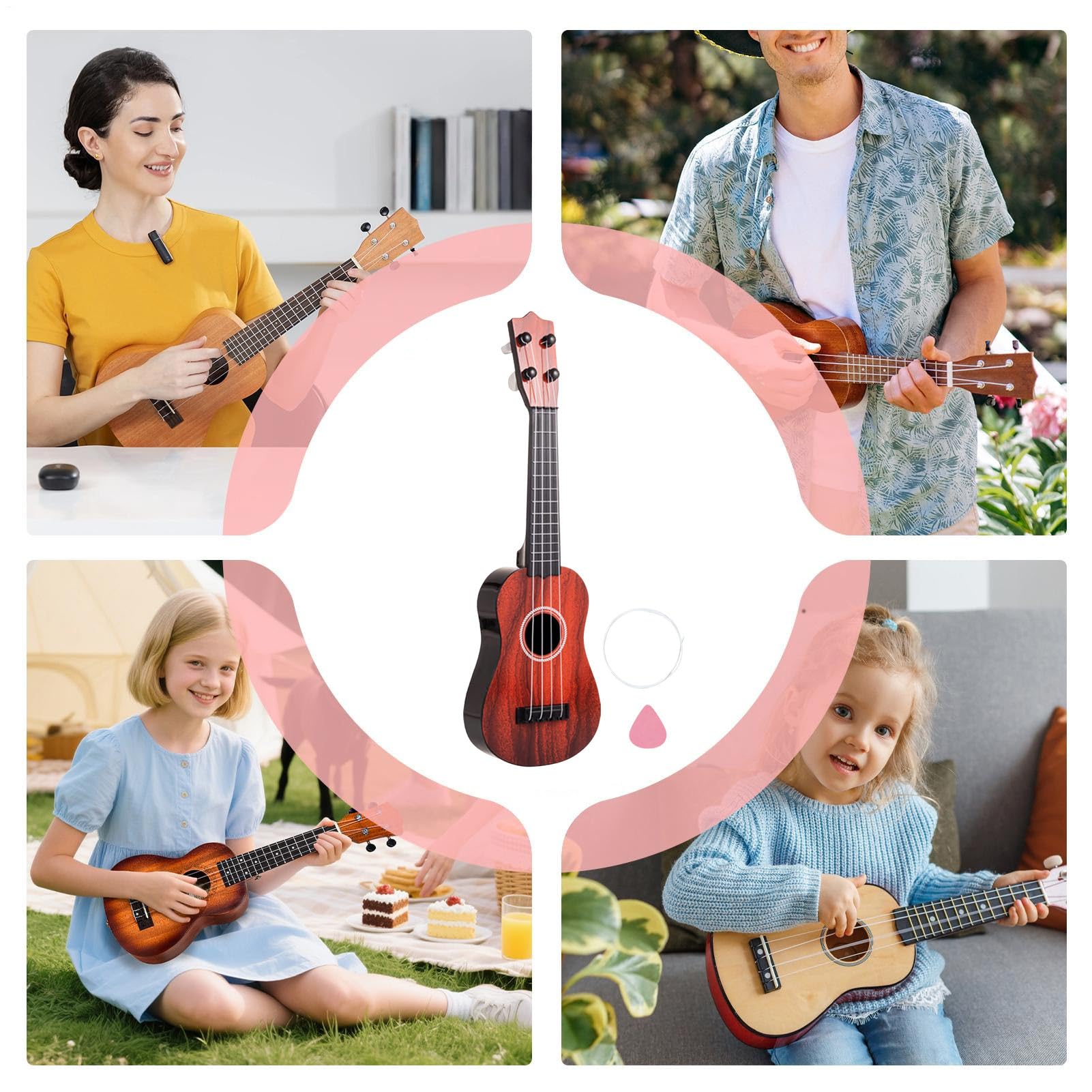 Ukulele para Principiantes | de 4 Cuerdas para Iniciación,Instrumento Musical Infantil | para Clases Colegio Guardería Niñas Niños Hogar Estudio — view 4