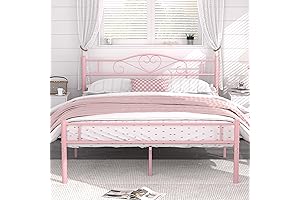 VECELO Queen Size Bed Frame in Charming Pink