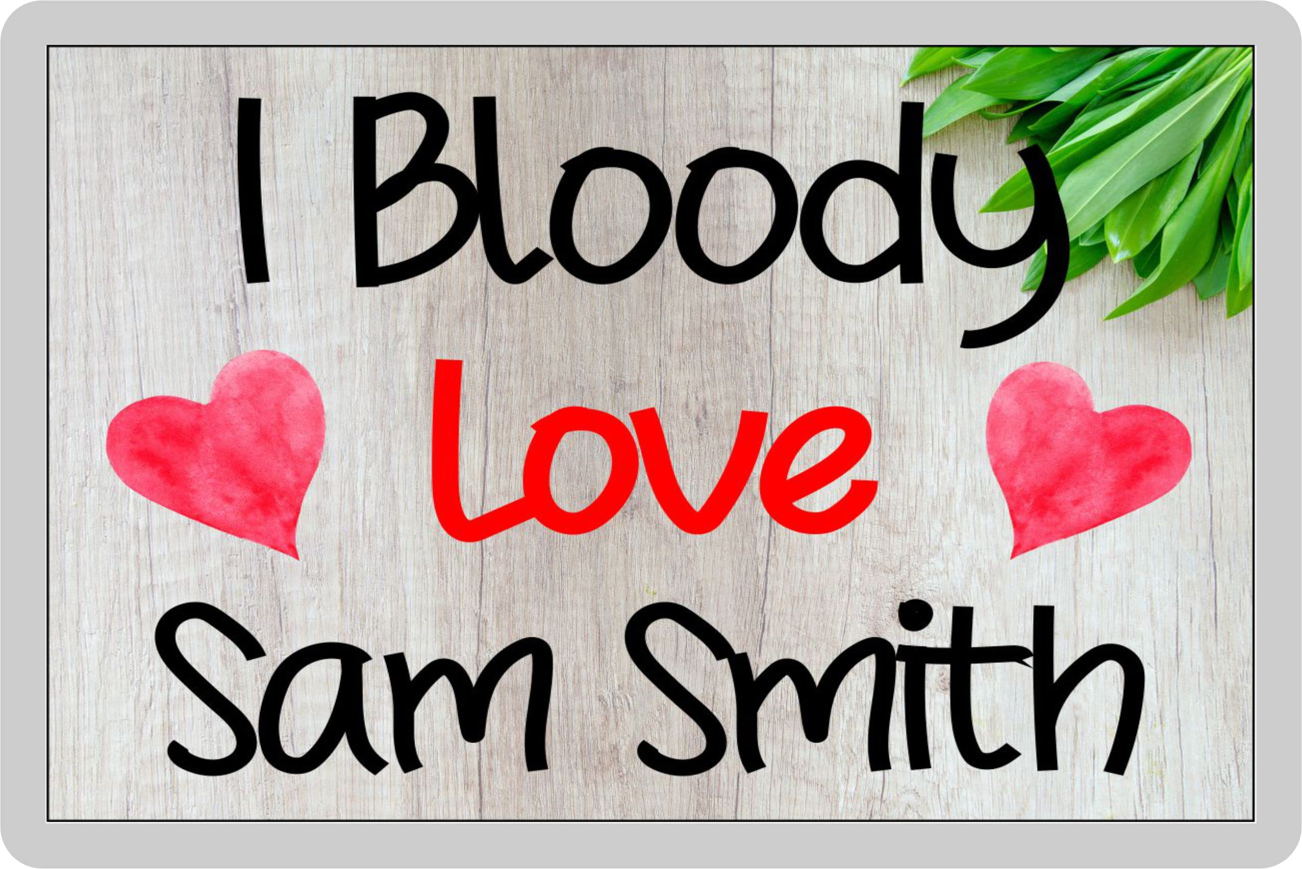 Decalarama Red Sam Smith Fridge Magnet – I Bloody Love Sam Smith – Fun Thirst Fan Novelty Birthday Gift