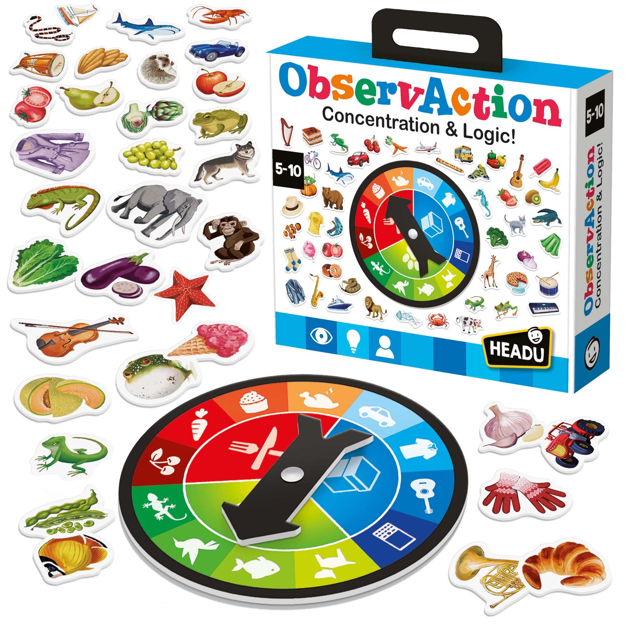 HEADU - Observaction - Concentration Et Logique ! | Jeu De Société 4 5 6 7 8 9 10 Ans, Jeu de Plateau pour Enfants, Idée Cadeau Enfants Fille Garçon, Jeu Amusant et Èducatif, Made in Italy