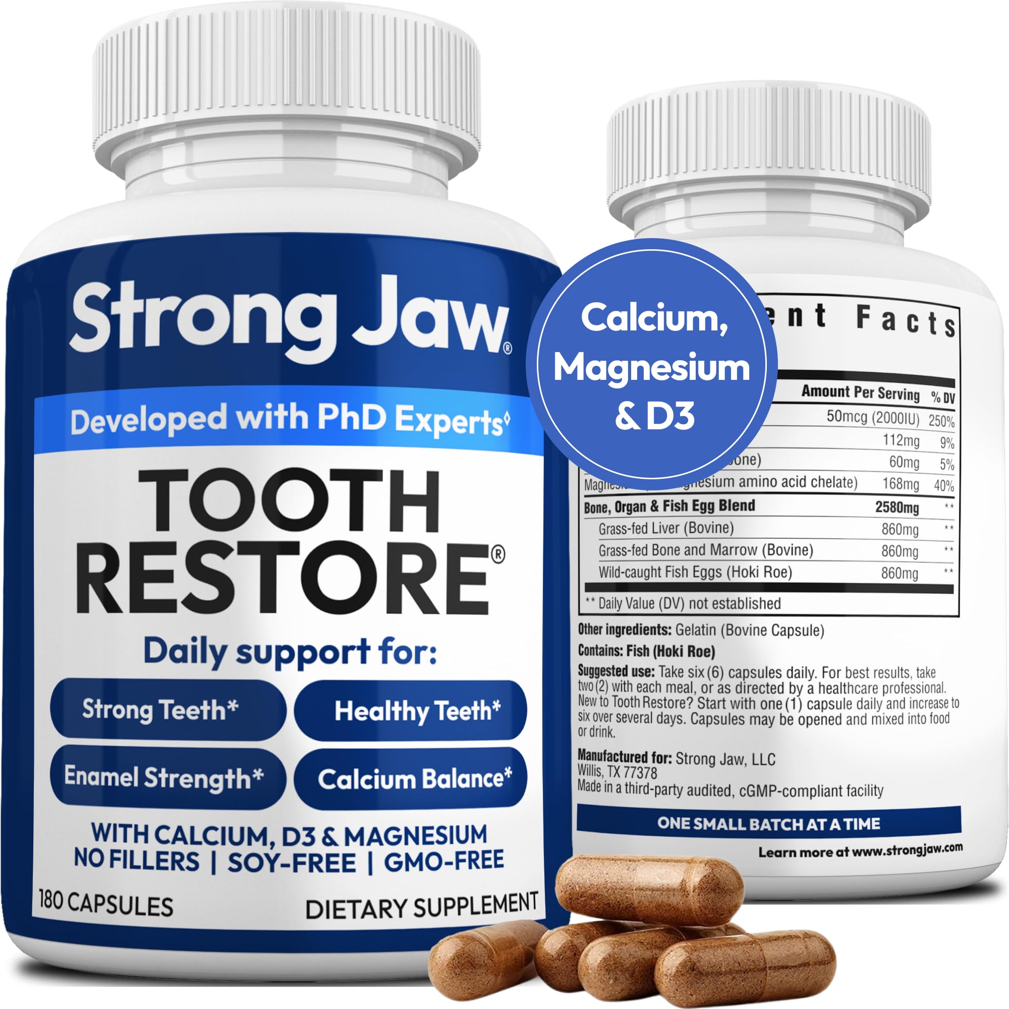 Tooth Remineralization, Tooth Recovery Supplement for Teeth Remineralization and Dental Health, Oral Hygiene Remineralizing Toothpaste Capsules, Tooth and Gum Vitamins, Remineralizing Tooth Vitamins
