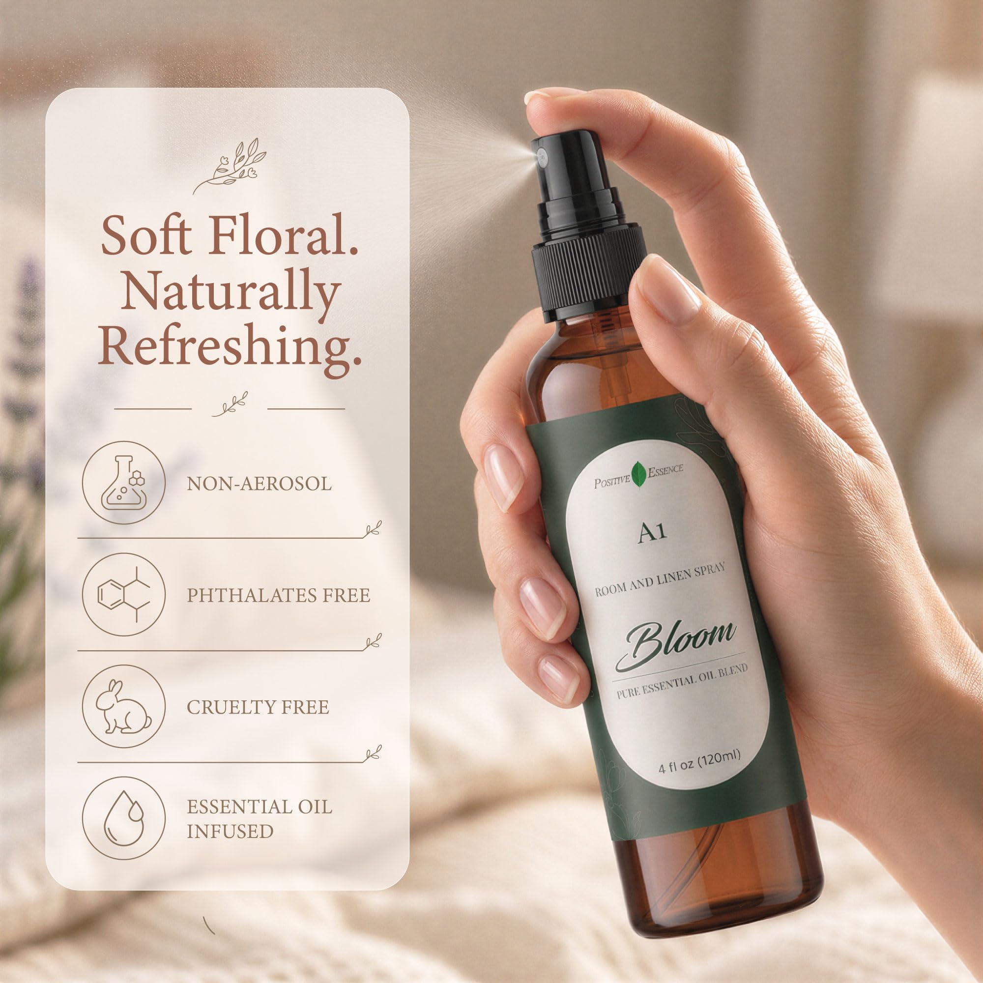A1 Bloom Room Spray & Linen Spray, Floral Home Fragrance, 4.06 fl oz view 2