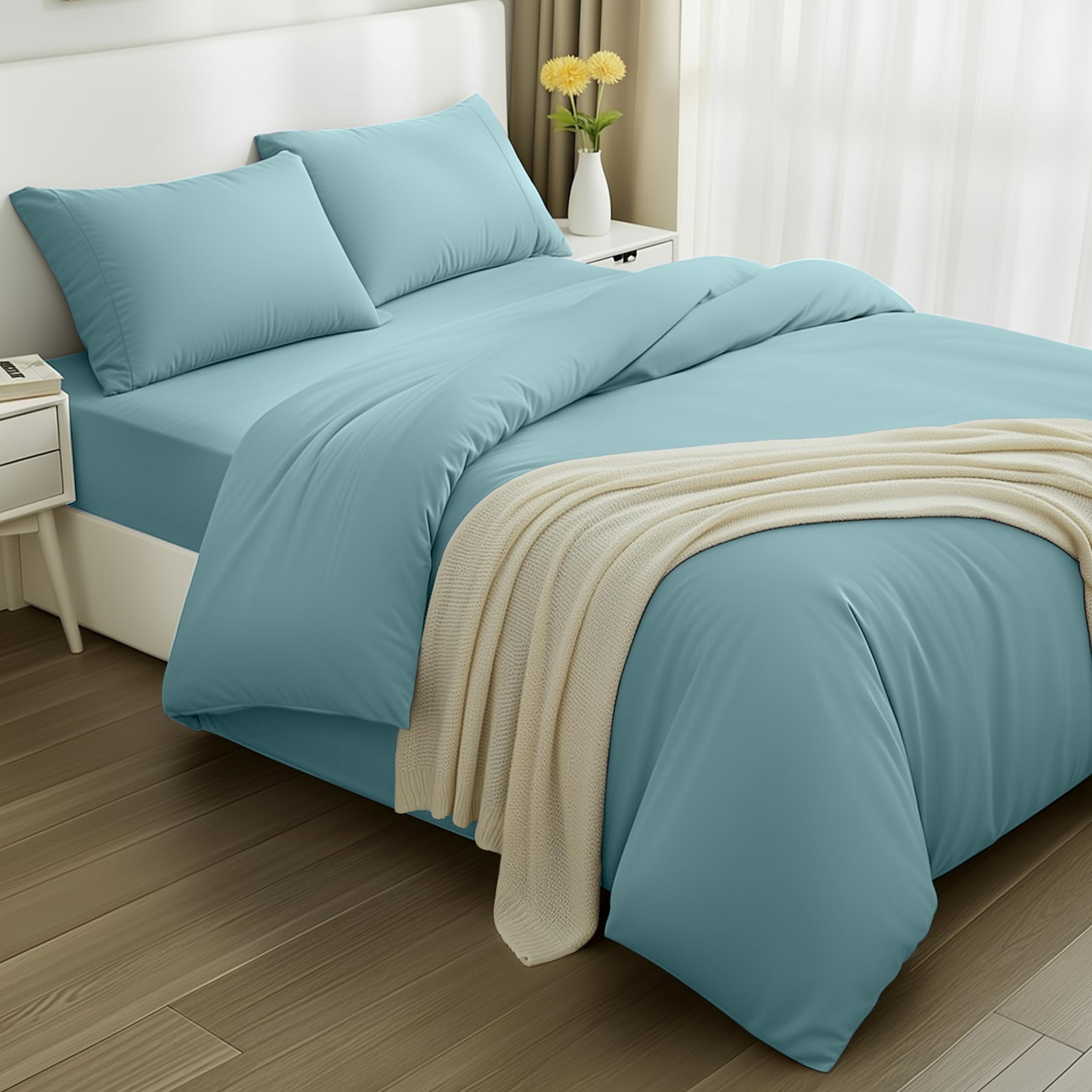Utopia Bedding - Funda nordica Cama 150, Sabana Bajera 230x220 y Fundas Almohada (50x75cm) - Funda edredon Cama 150 - Juego de Cama de Microfibra cepillada Suave (Gris) — view 18