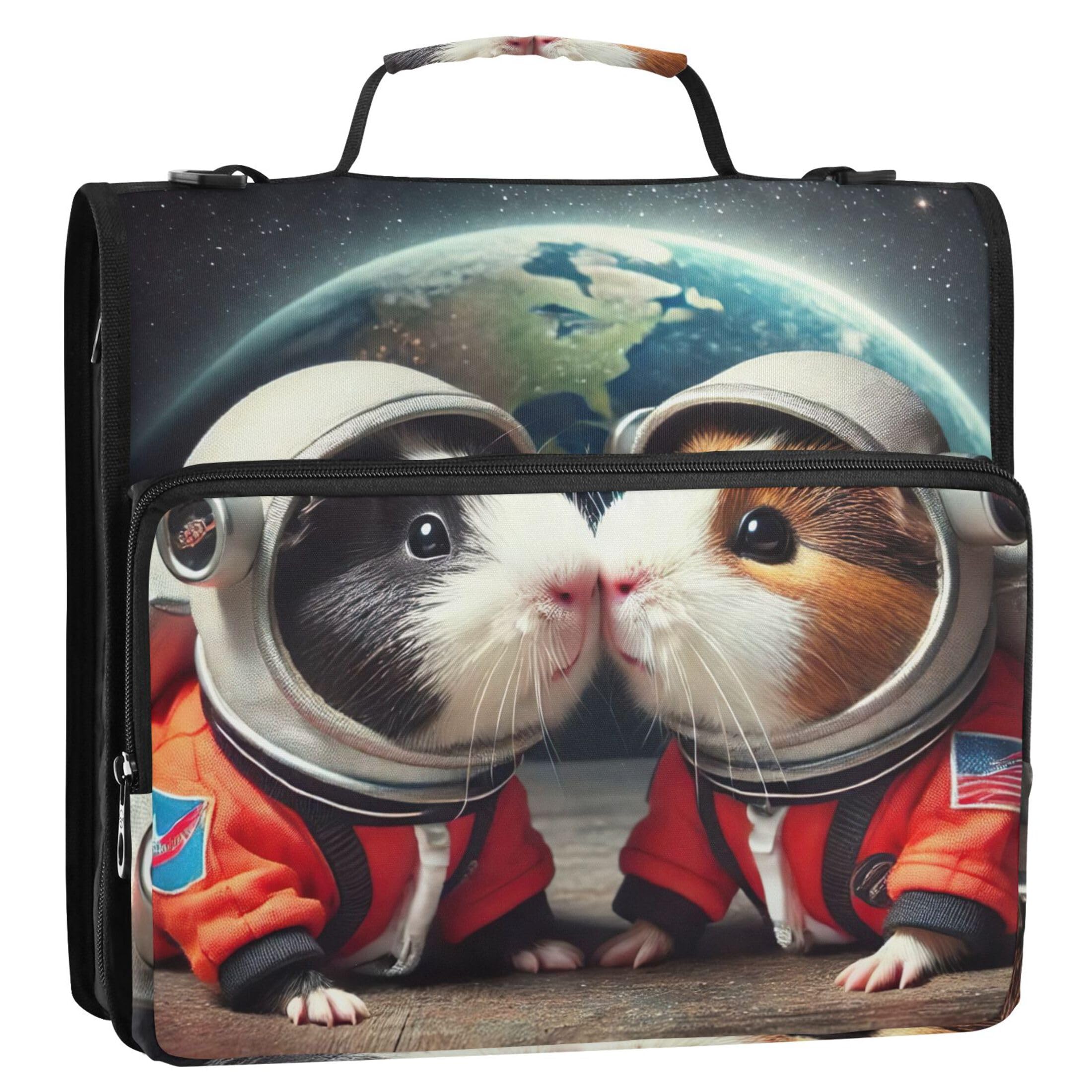3 Ring Binder, 1 1/2 Inch Guinea Pig Zipper Binder Organizer with Strap for School Durable Storage Binders with Handle — image 1