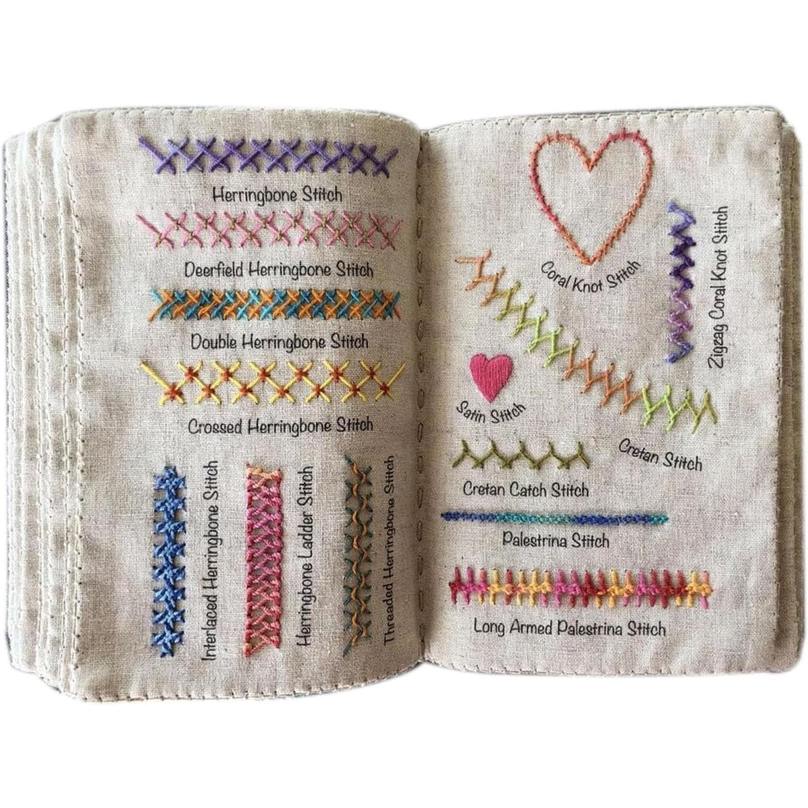 JJIAGOLD DIY Embroidery Stitch Sample Book, Stitch Books, Creative Sewing Books with Tools Sewing Instruction Book for Beginners & Hobbyists Hand Stitch Guide with Practice Pages Kit (B)