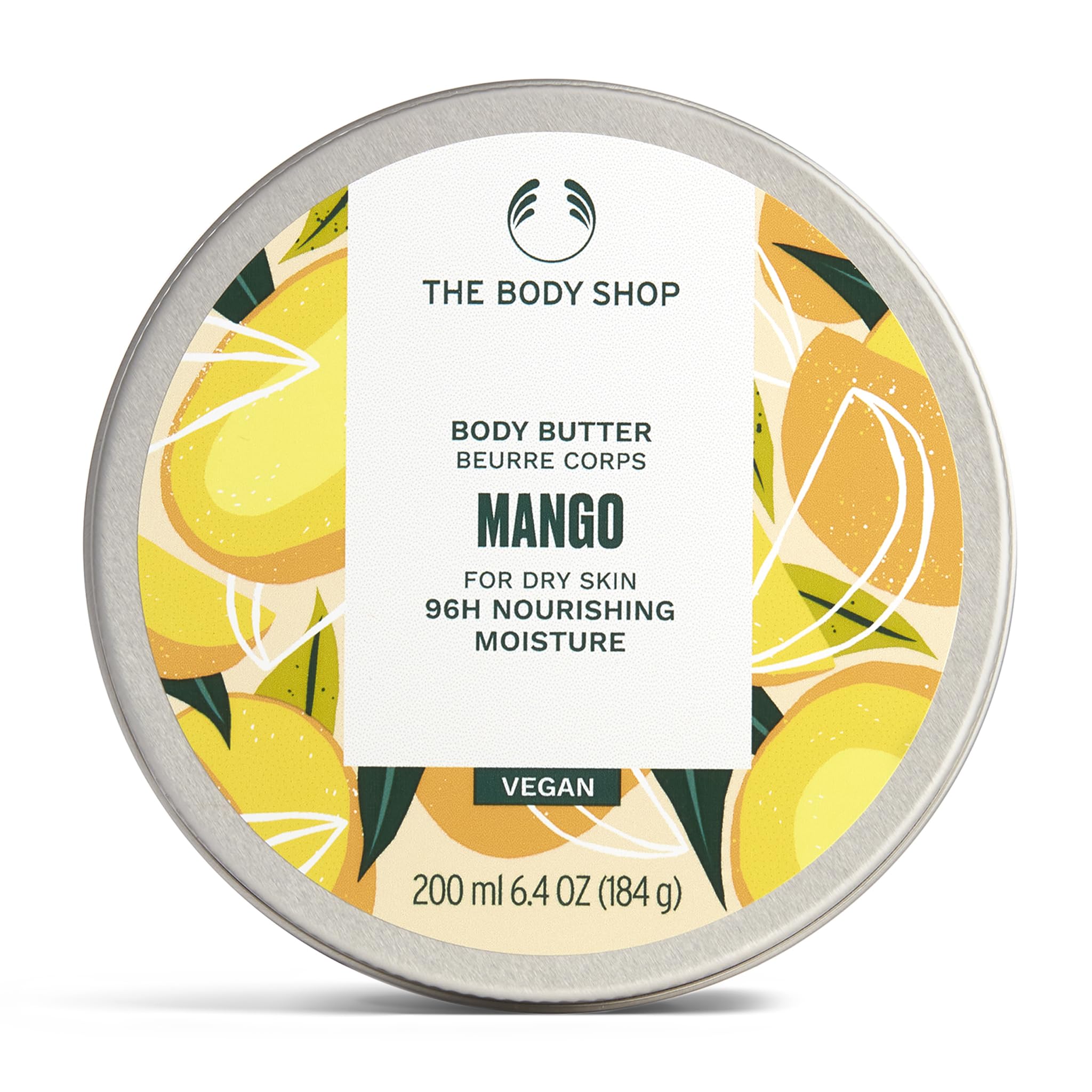 The Body Shop Mango Body Butter (1x 200ml), Body Moisturiser with Shea Butter, Body Cream for Dry Skin, 96H Nourishing Moisture, Body Care for All Skin Types, Vegan Formula
