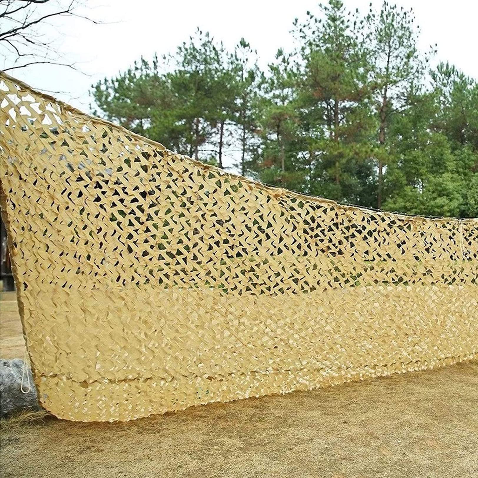 Red de Camuflaje, Red de Camuflaje Beige, Utilizada para Cazar Acampar Pérgola Terraza Cubierta de Automóvil Sombrilla Red de Sombra Liviana y Duradera(Size:2X6M/6.6X19.7FT)