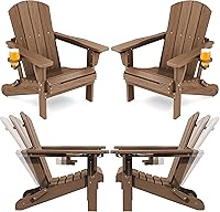 Vista 19 de SERWALL Juego de 2 sillas plegables Adirondack ajustables con 3 posiciones reclinables, Adirondack de polietileno de alta densidad para todo