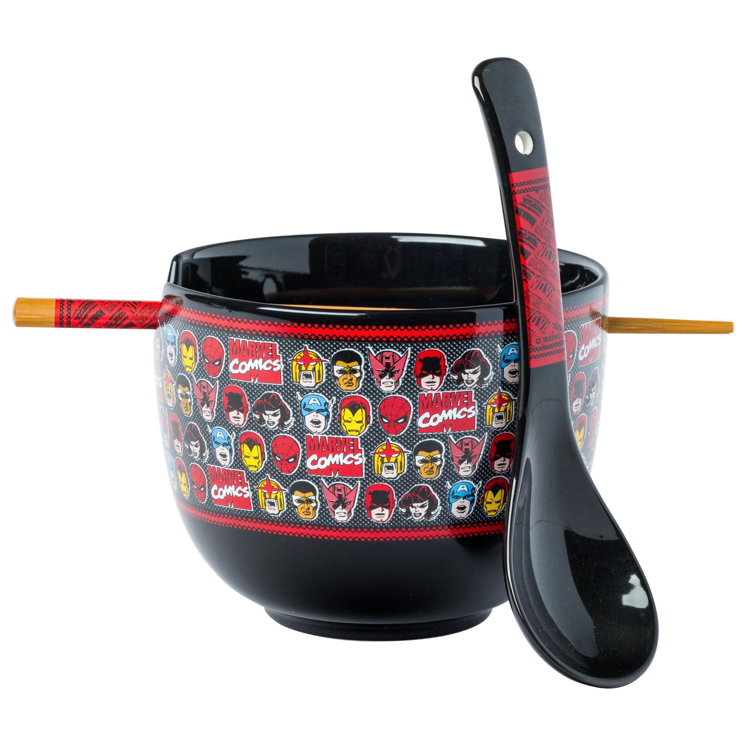 Silver Buffalo Marvel Avengers, Ramen Bowl with Chopsticks and Spoon, 20oz