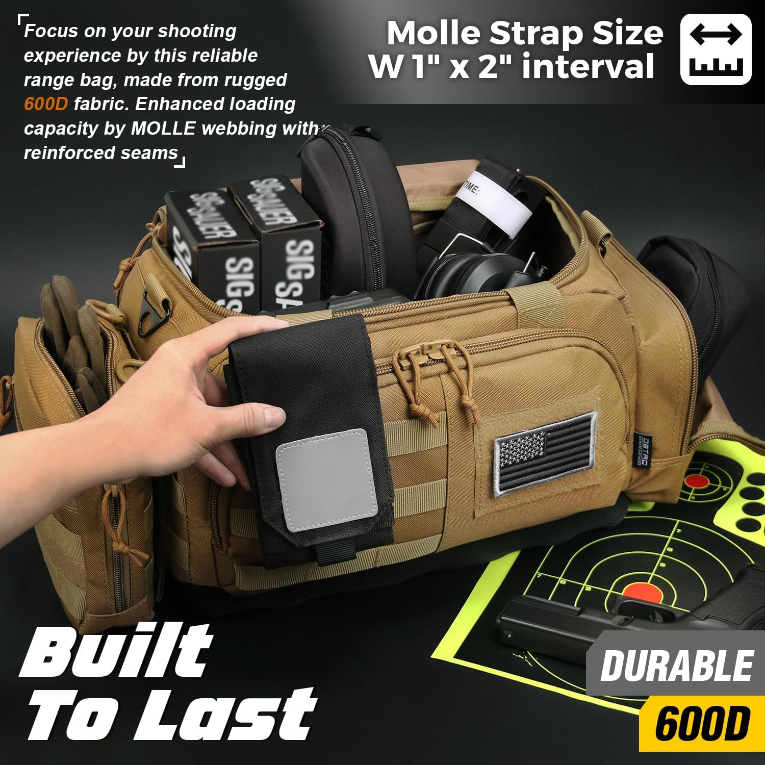 DBTAC Soft Pistol Cases Deluxe Small Specialist for 2+ Pistol | Compact Tactical Range Bag w/Molle Pouch, Padded Shoulder Strap Included