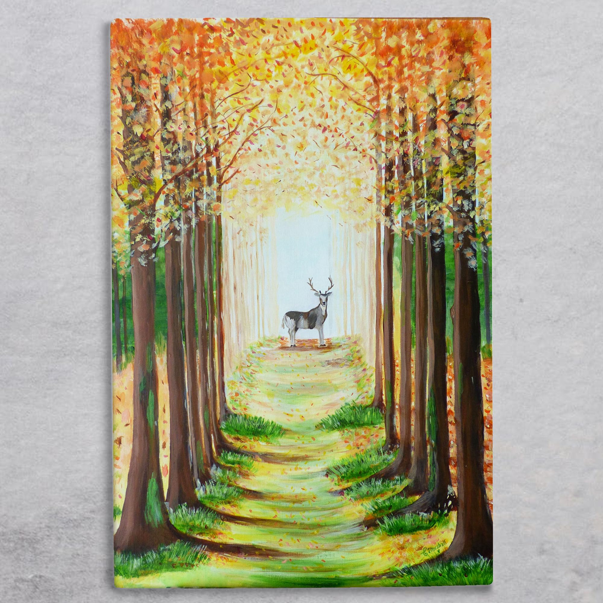 Global Designs Multi Tree & Deer Picture Ceramic Tile Plaque Sign Wall Art Wild & Free By Esther Marshall 30X20cm