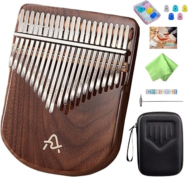 Kalimba 17-keys 21-keys Thumb Piano Walnut Maple Portable Finger Piano Set for Beginners with Special Protective Case Finger Cover Tone Stickers Tuning Hammer Users Guide Walnut 21 keys-A