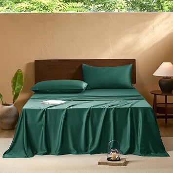 EVERLY King Sheets Set,Luxuriously 400 Thread Count Organic Viscose Derived from Bamboo Bed Sheet,Cooling Sheets for King Size 4 Piece Deep Pockets Bedding Sheets &Pillowcases-Aqua