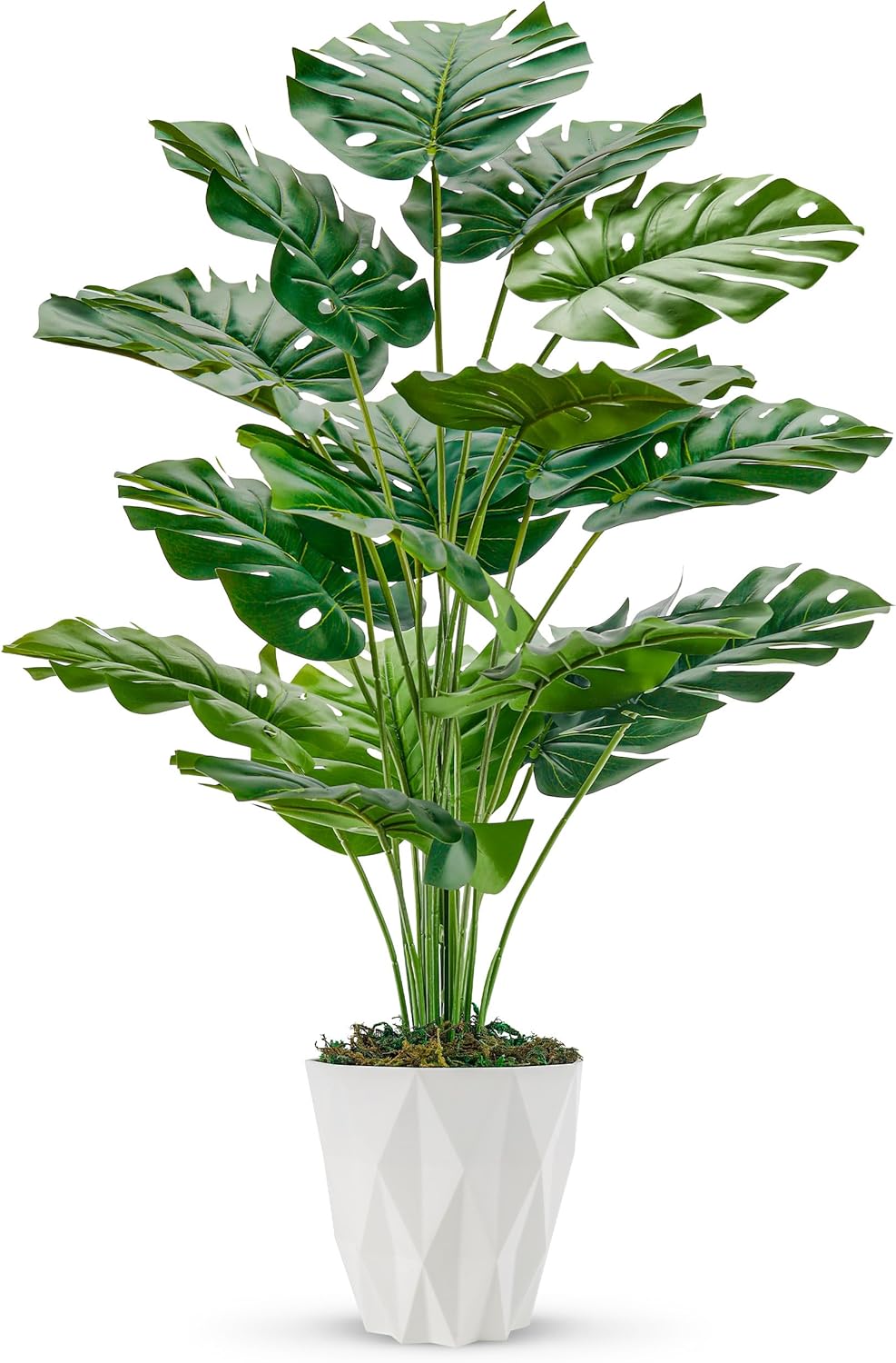 Der Rose 28" Fake Plants Large Artificial Monstera Faux Plants Indoor with White Pot for Home Office Living Room Decor 1