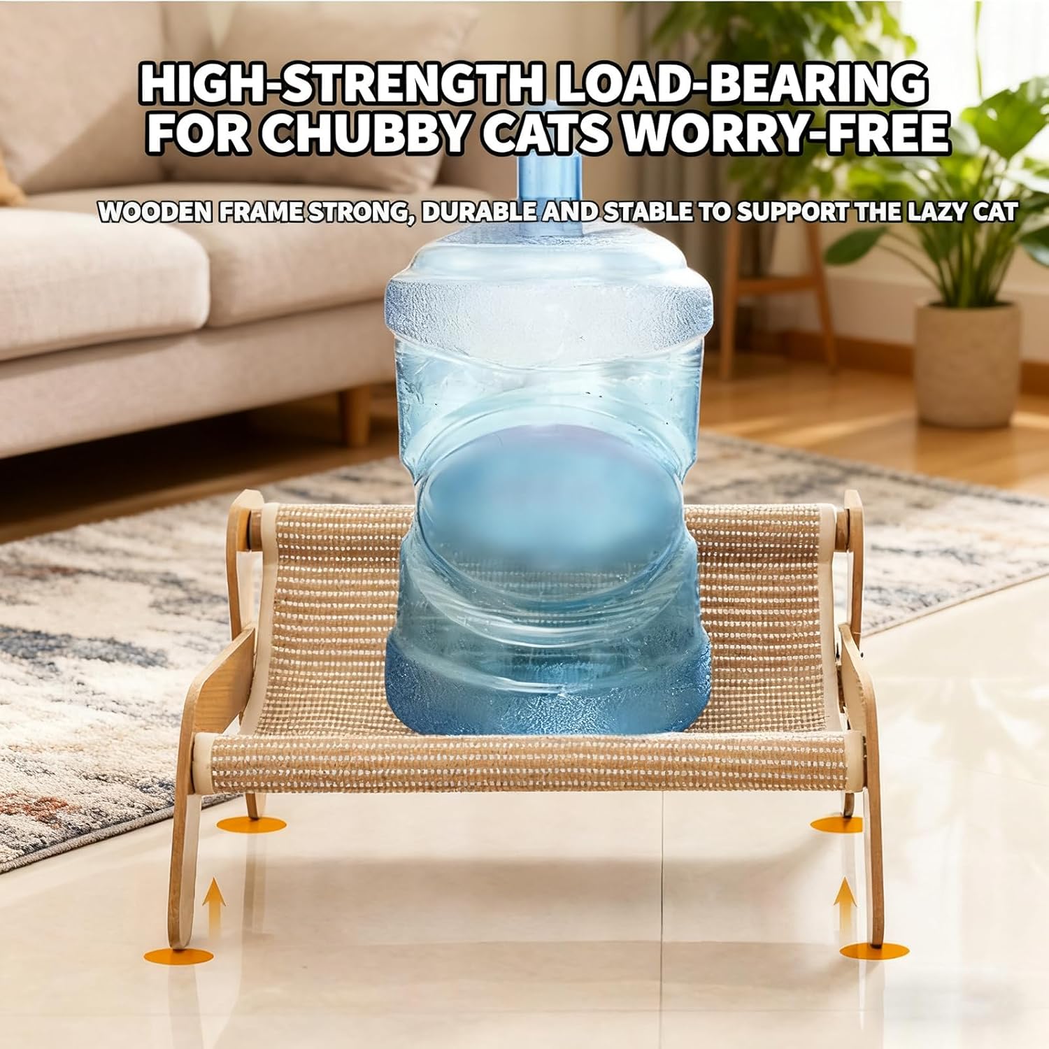 Extra Large Cat Scratching Lounge - Upgraded Large 2-in-1 Cat Bed & Rest Chair, Includes Cat Brush, Linen Fabric, Pet Furniture Designed for Cats